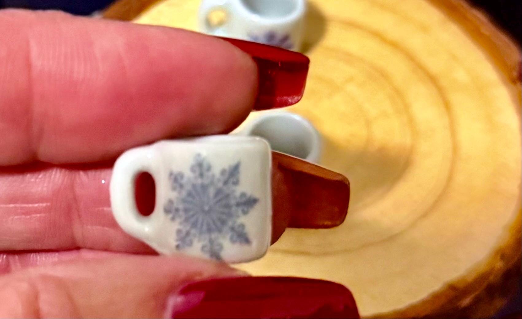 Miniature Snowflake Vintage Christmas Mugs