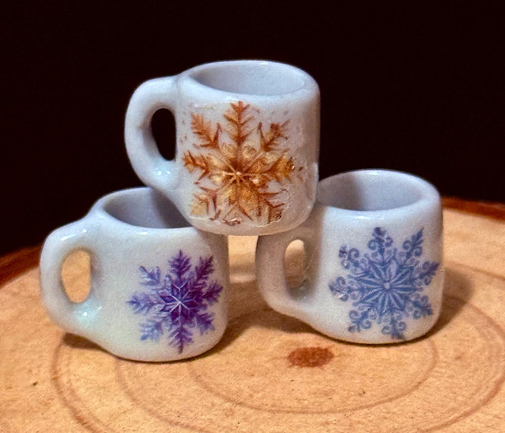 Miniature Snowflake Vintage Christmas Mugs
