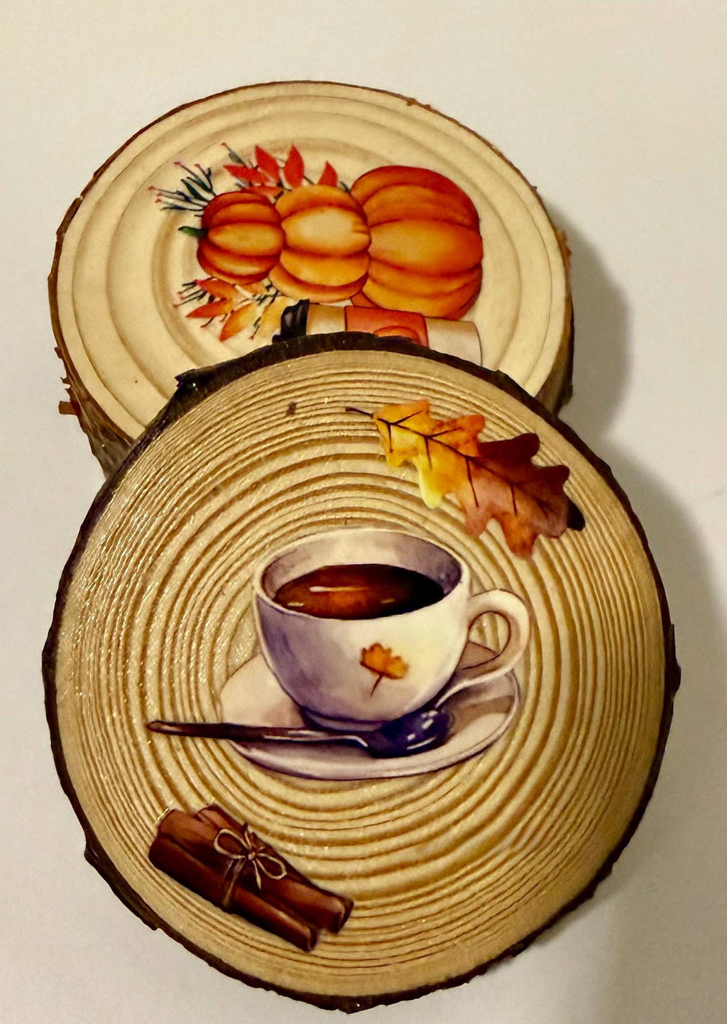 Coaster set of 4- Coffee, pumpkins, and book theme