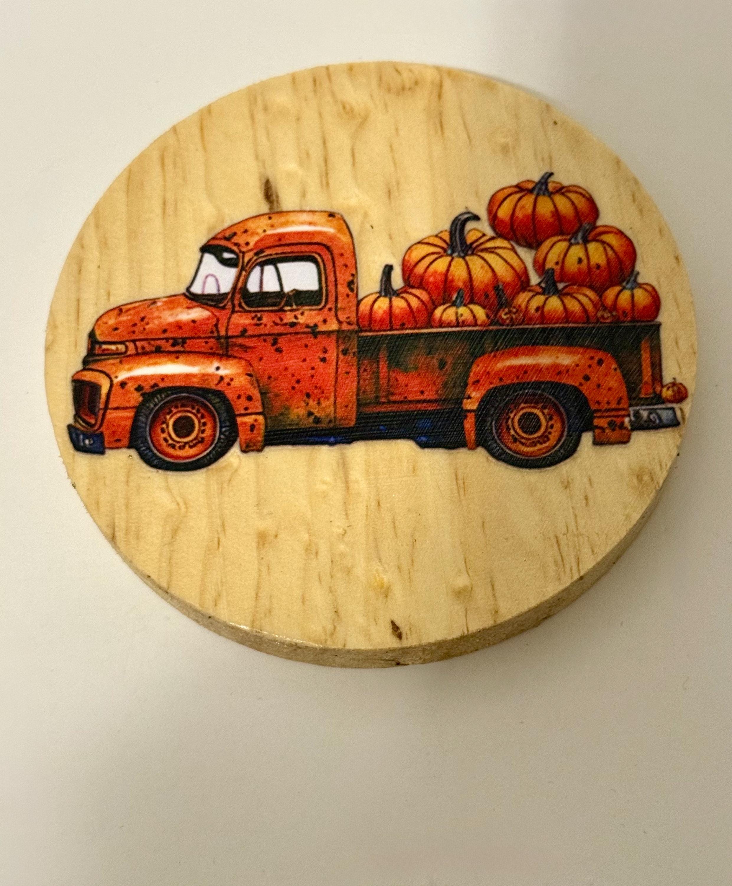 Coaster set with pumpkins and truck