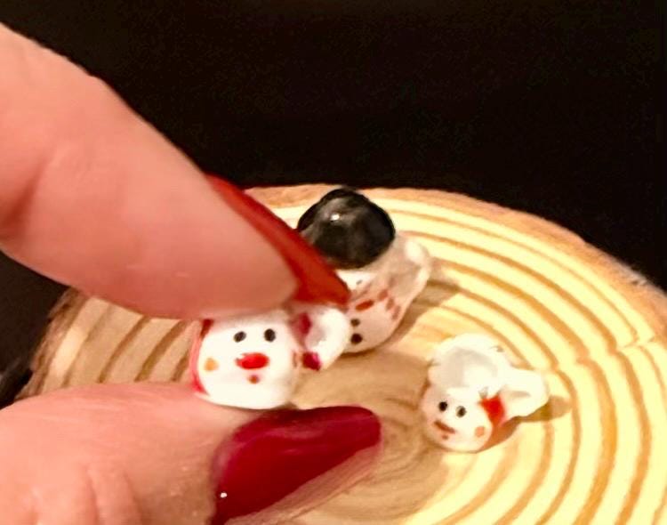 Miniature Snowman Coffee pot and mugs- 2 Tiny Reindeer Mugs