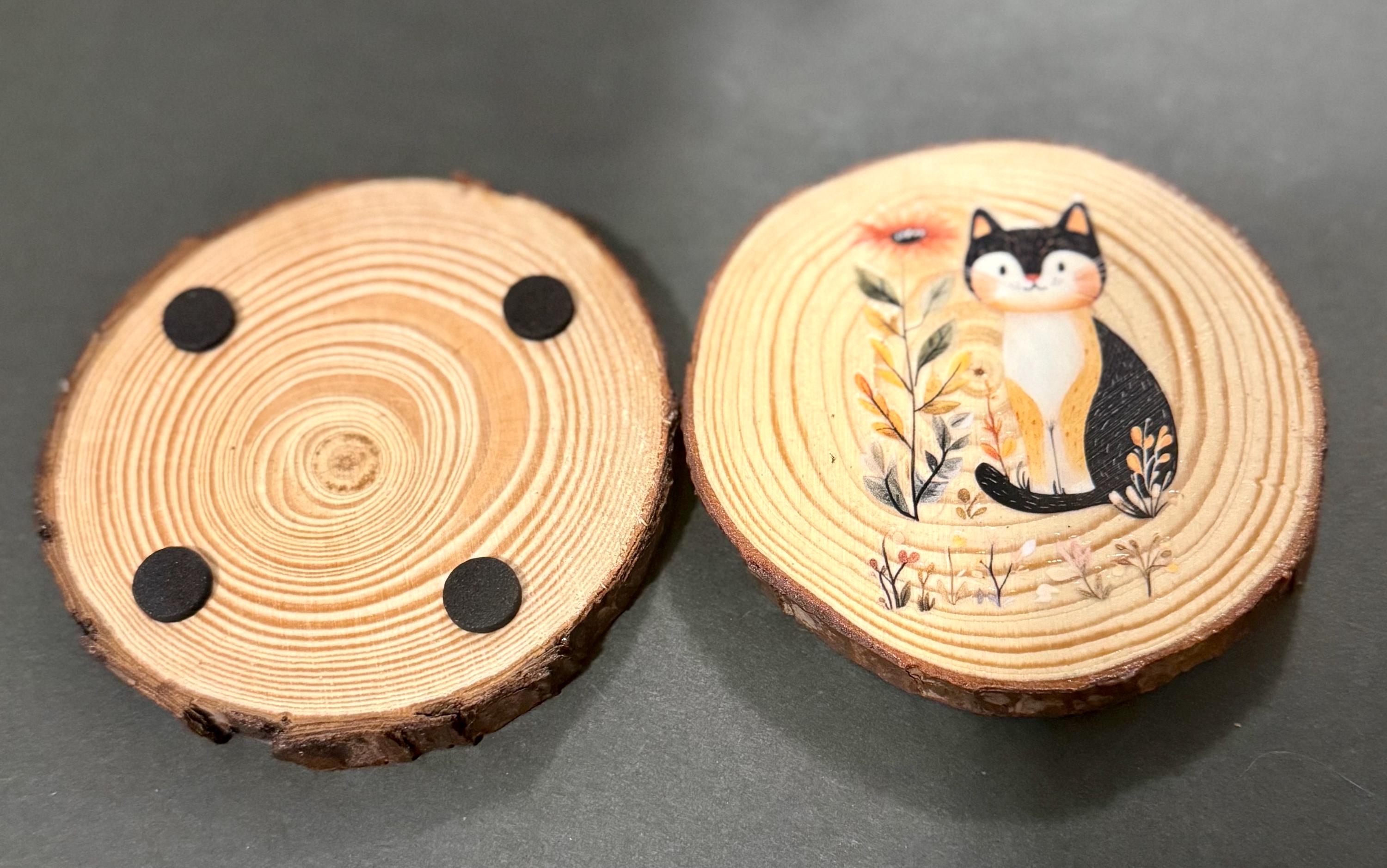 Coaster set of 2 -with cat and floral  design