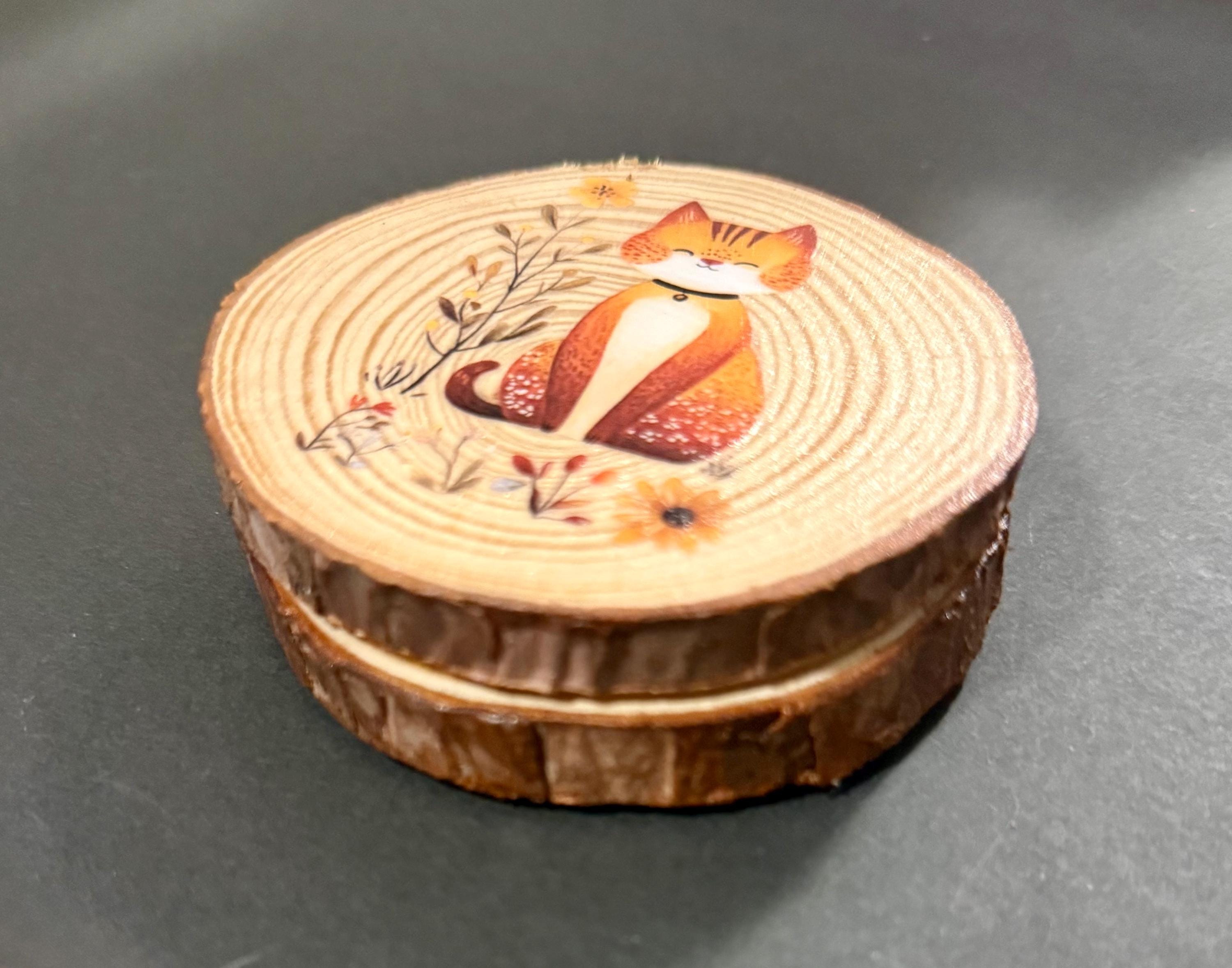 Coaster set of 2 -with cat and floral  design
