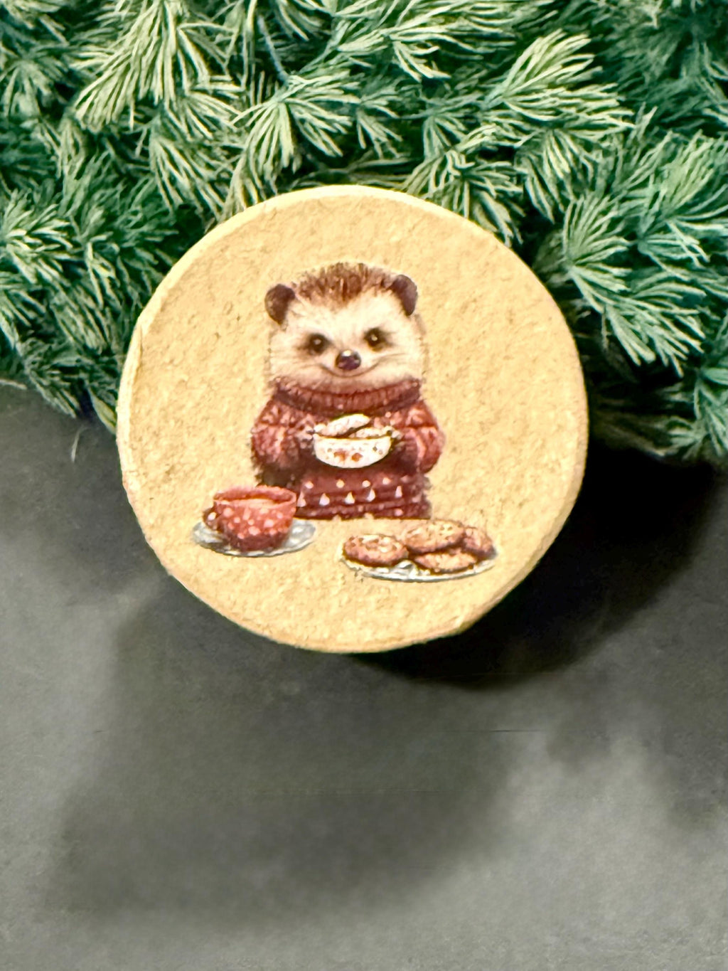 Miniature Paper Mache Christmas gift box with miniature(s) inside