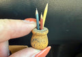 Miniature wooden pencil holder with pencils-1:12 scale