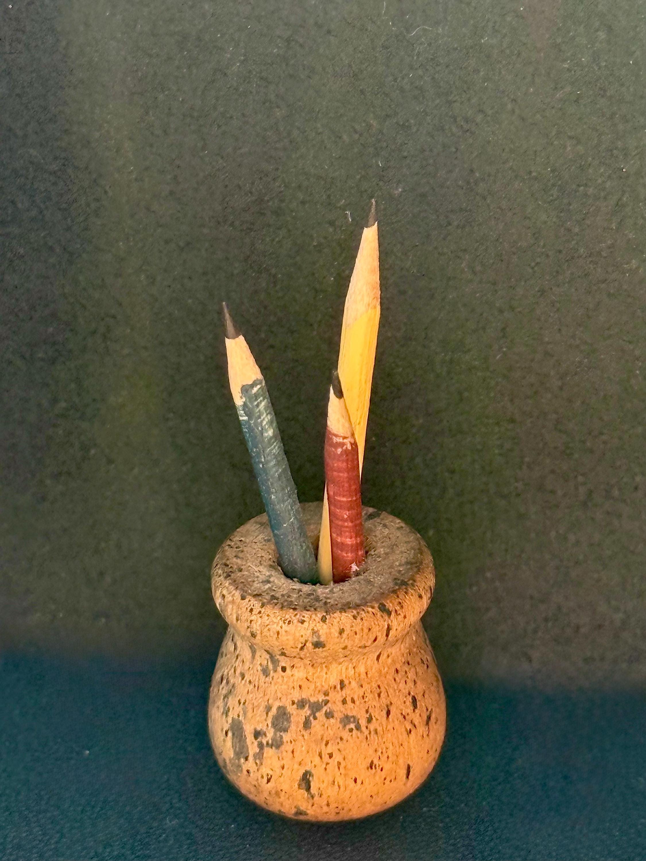 Miniature wooden pencil holder with pencils-1:12 scale