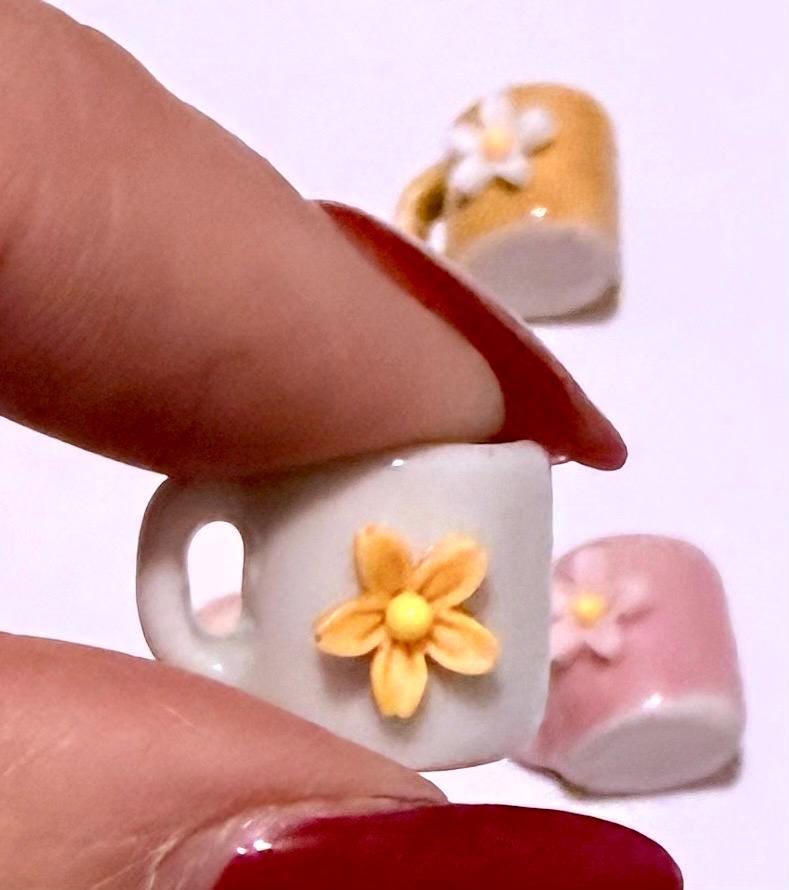 miniature ceramic  flower coffee mugs- in various color choices