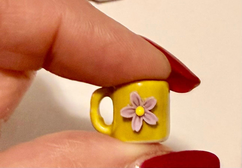 miniature ceramic  flower coffee mugs- in various color choices