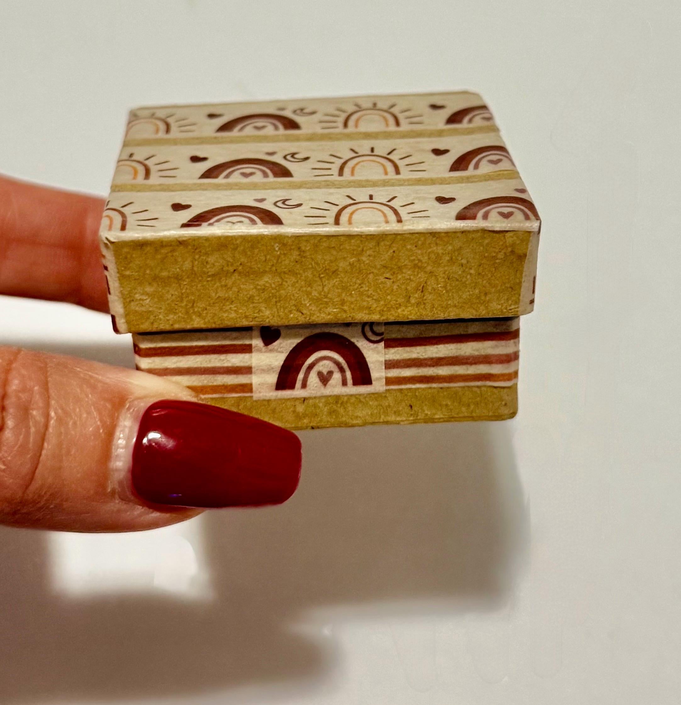 miniature bohemian designed paper mache gift box with miniature