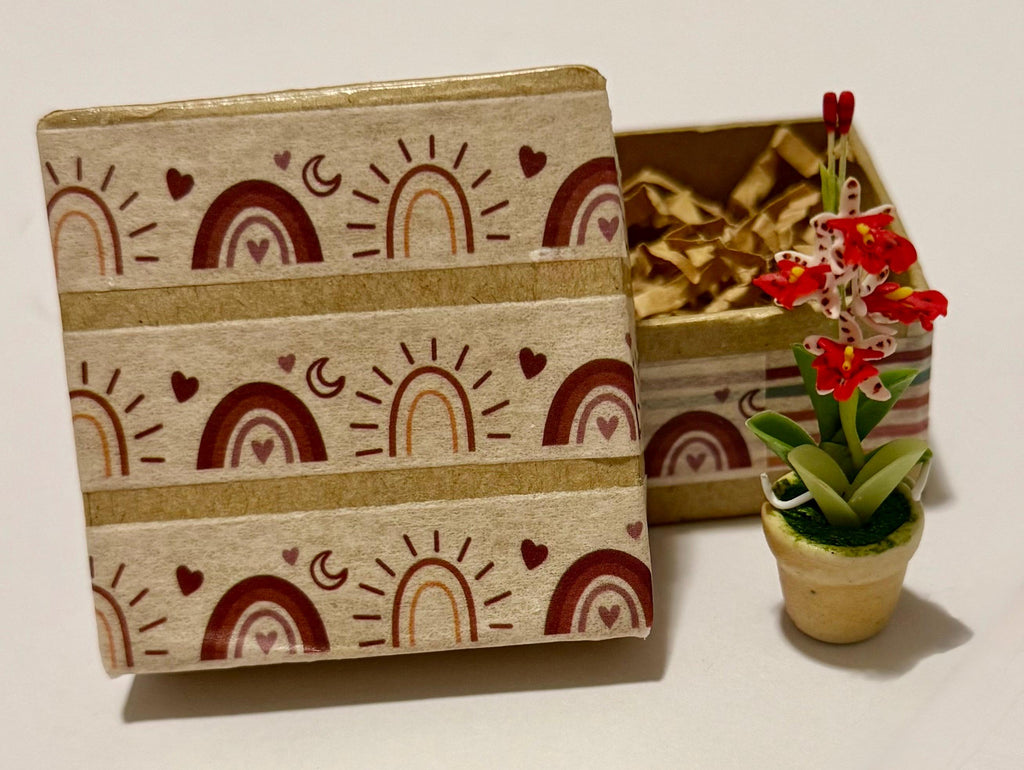 miniature bohemian designed paper mache gift box with miniature