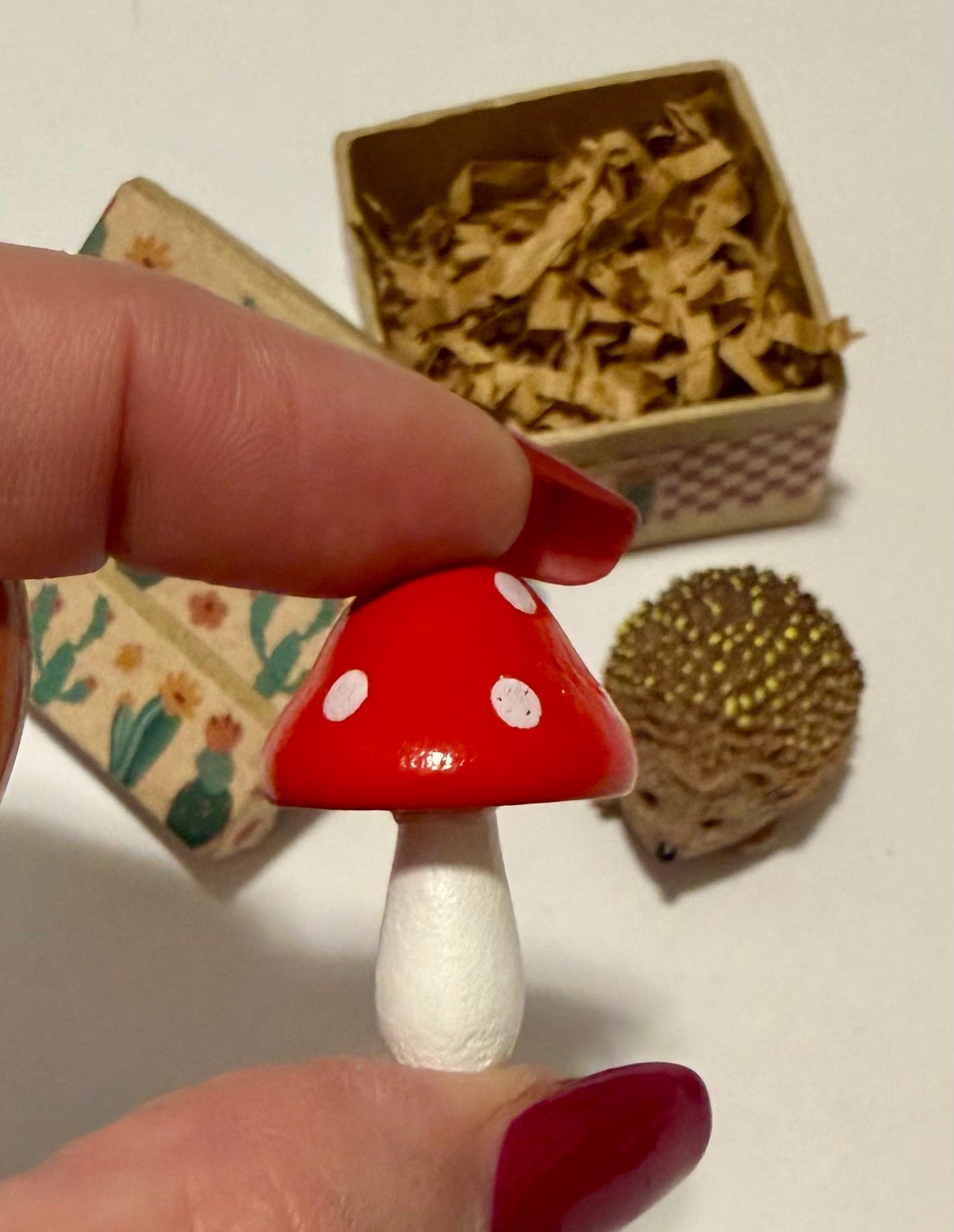 miniature cactus designed paper mache gift box with hedgehog