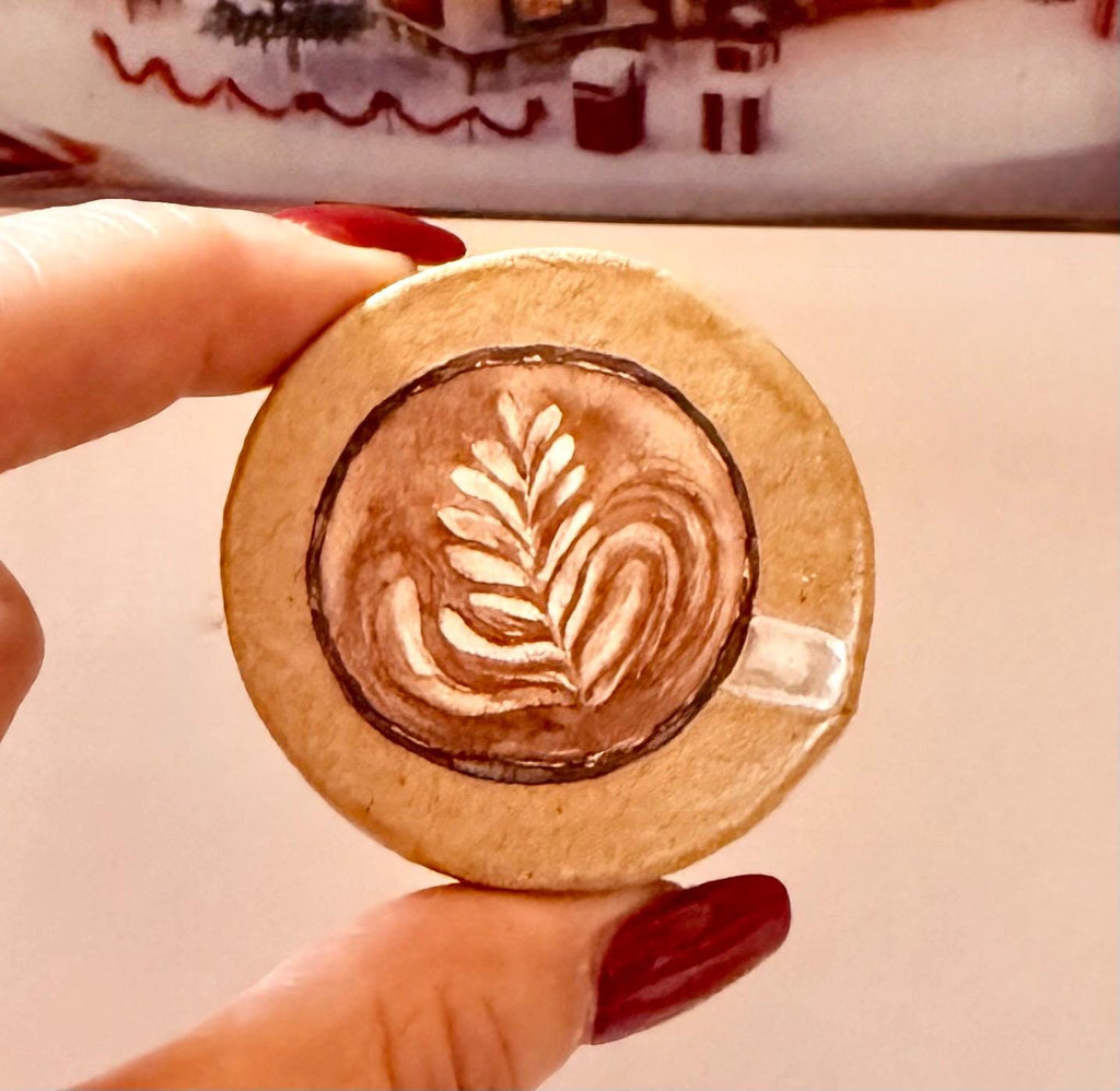 Miniature Christmas Box with a latte Gift Box: Vintage Paper Mache