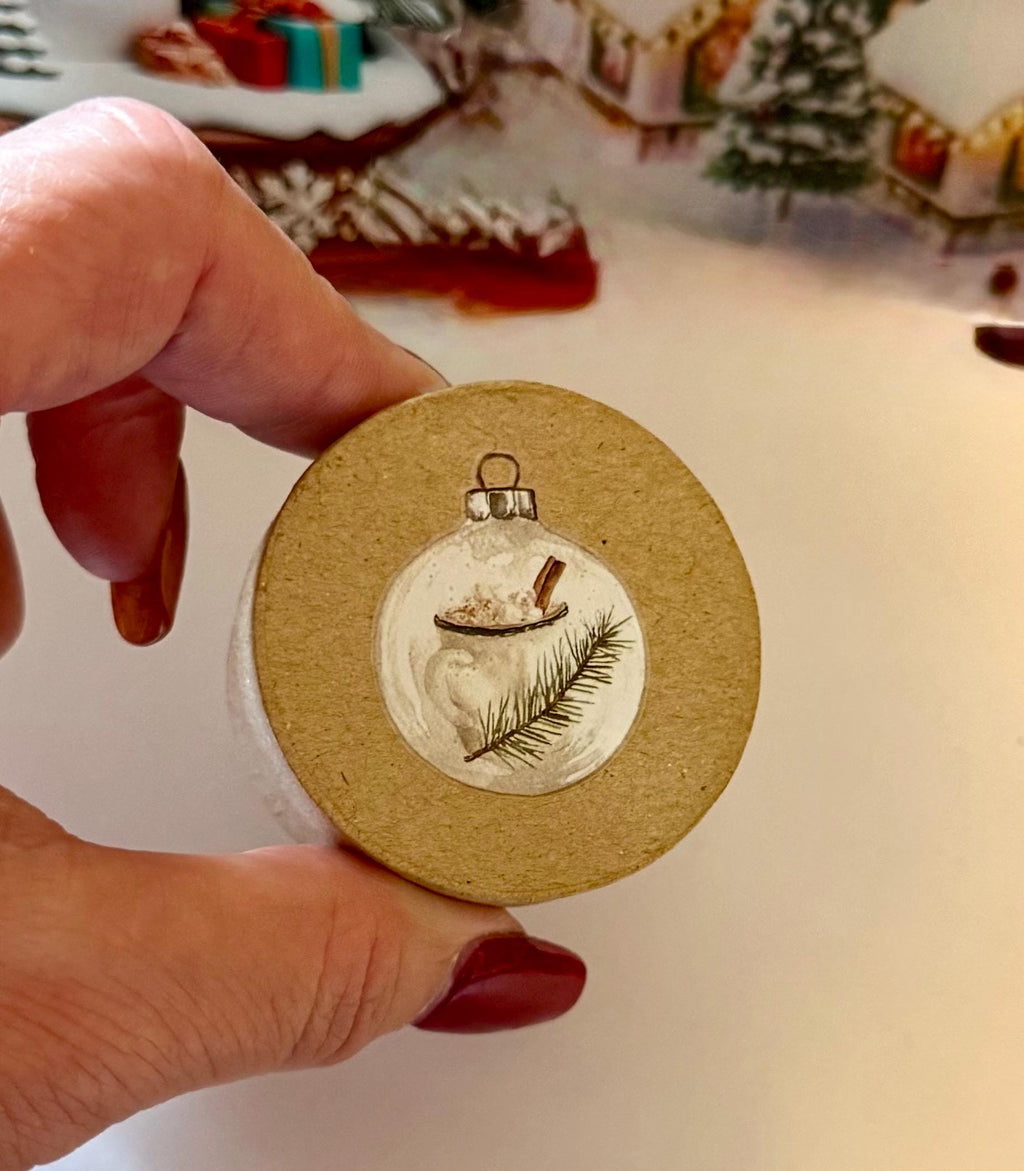 Miniature Christmas Box with a latte Gift Box: Vintage Paper Mache