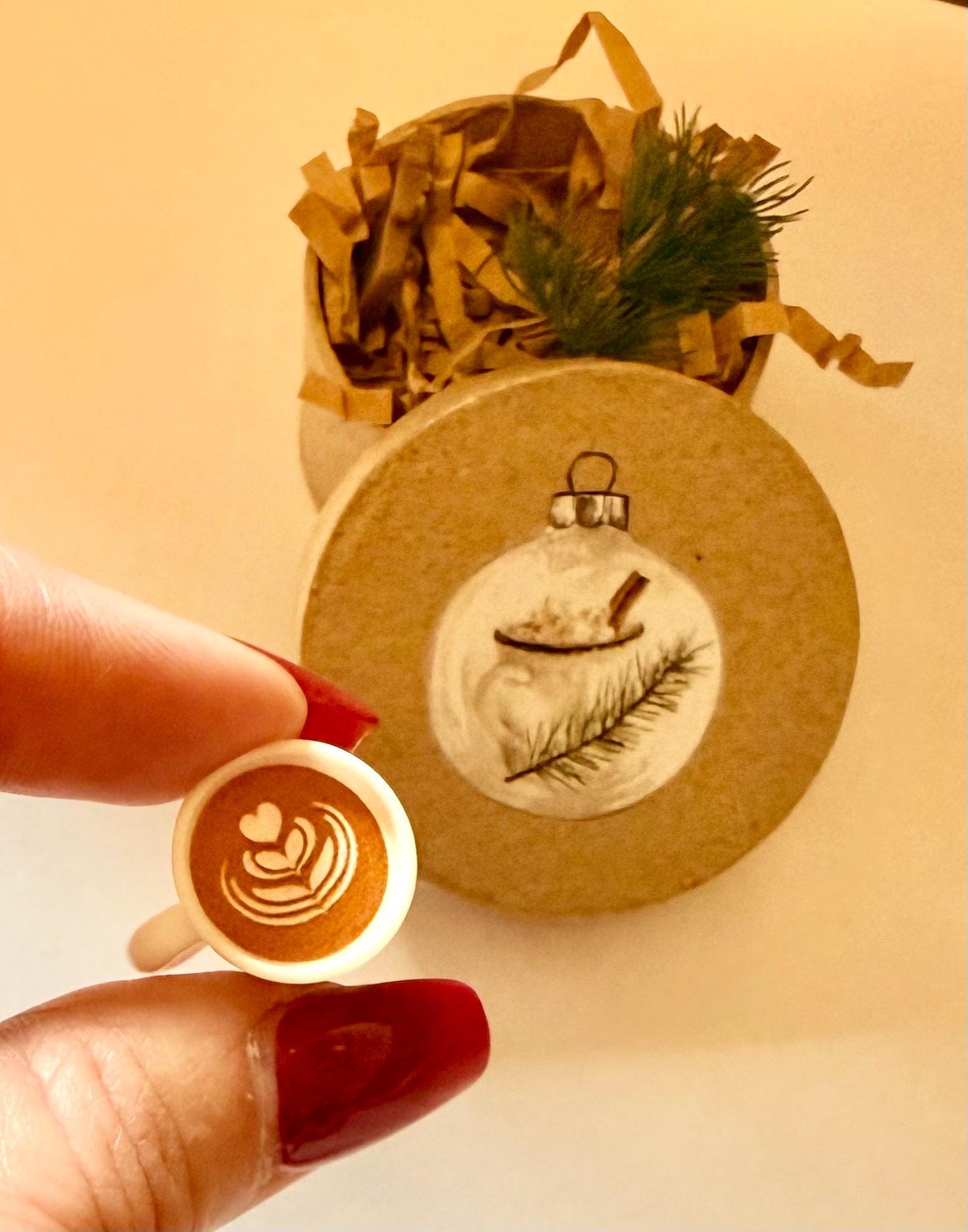 Miniature Christmas Box with a latte Gift Box: Vintage Paper Mache