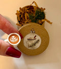 Miniature Christmas Box with a latte Gift Box: Vintage Paper Mache