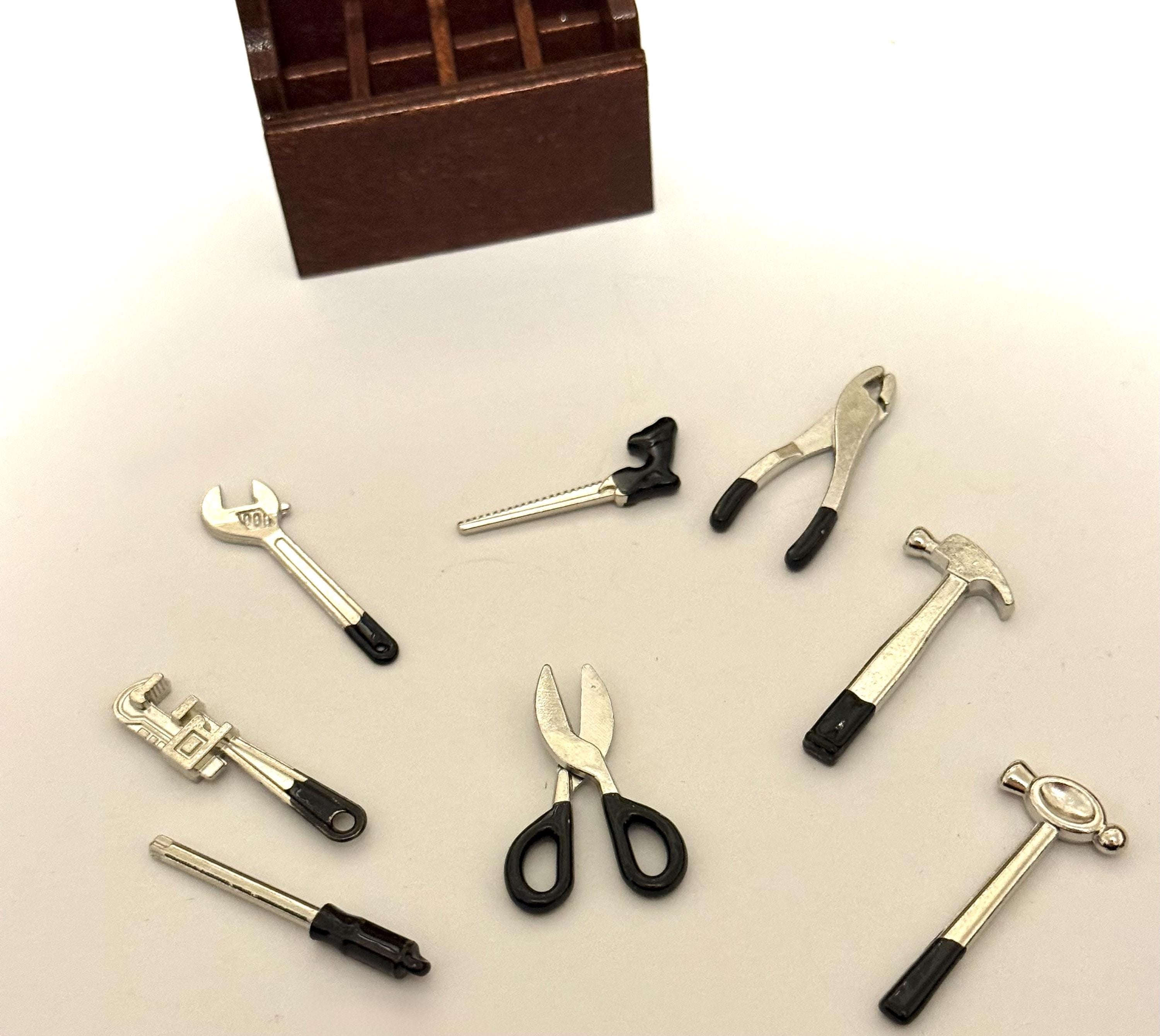 miniature wooden tool box with tools