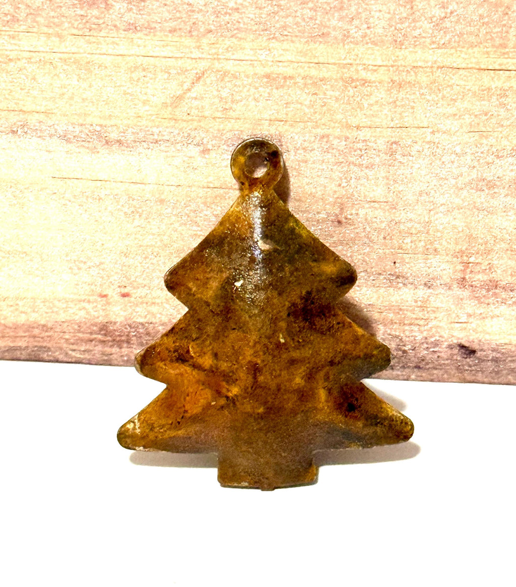 Miniature Christmas Rustic Rusty Pine tree decor-set of 3