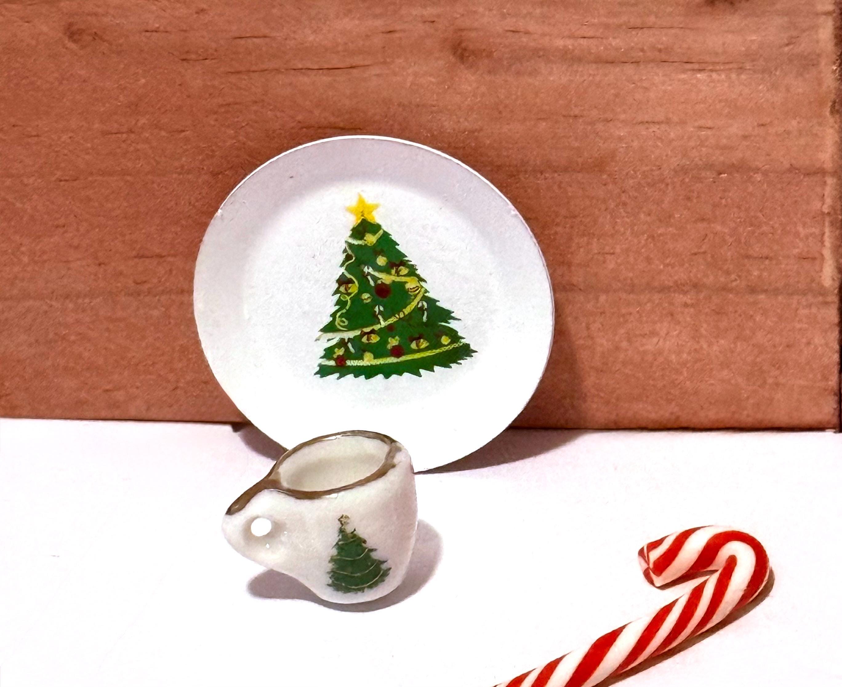 Miniature Christmas Plate and Coffee Cup Set