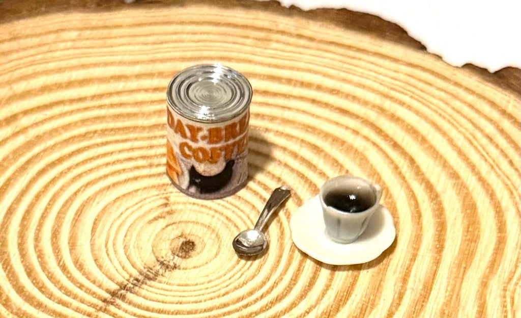 Miniature coffee set with coffee,cup,and spoon