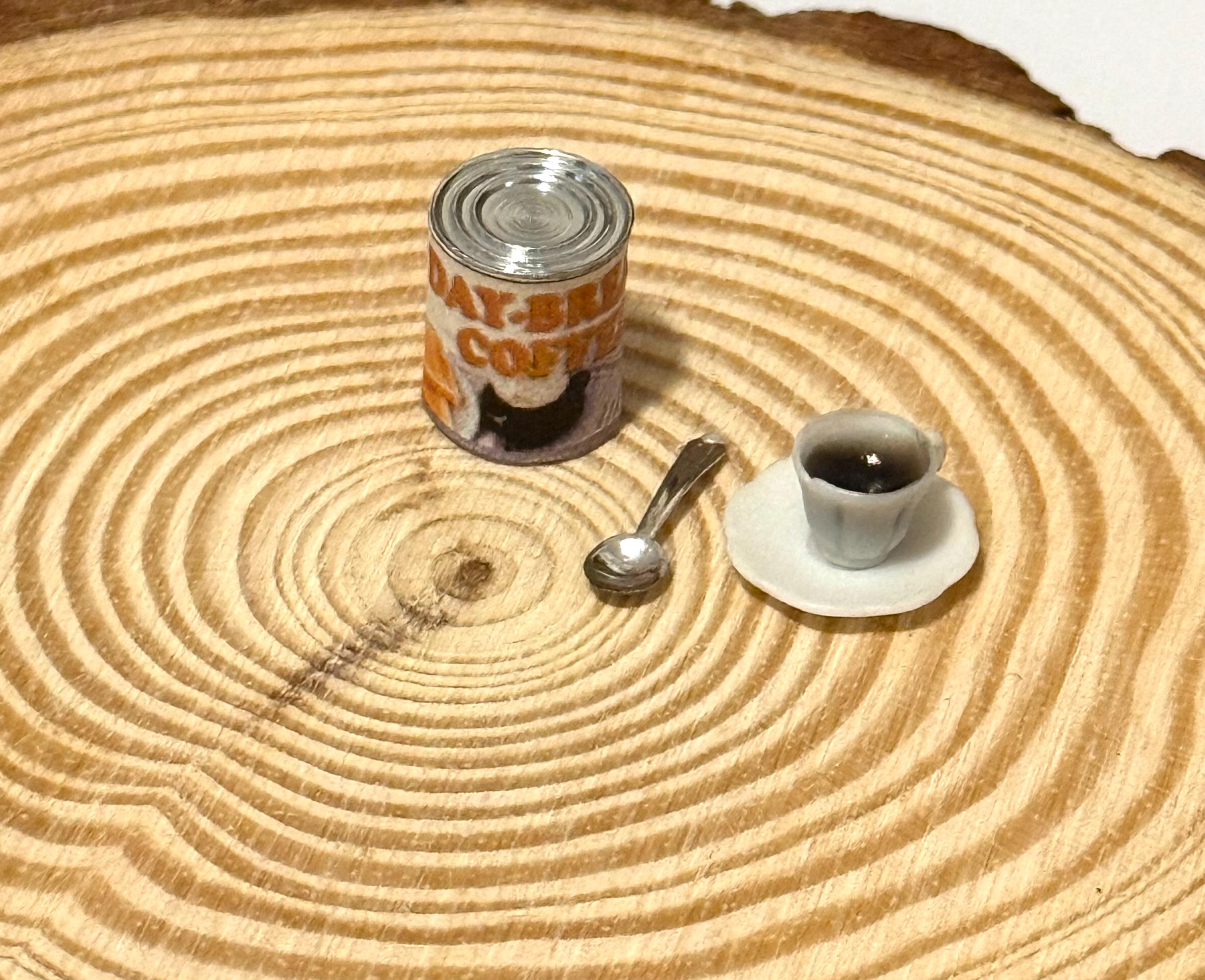 Miniature coffee set with coffee,cup,and spoon