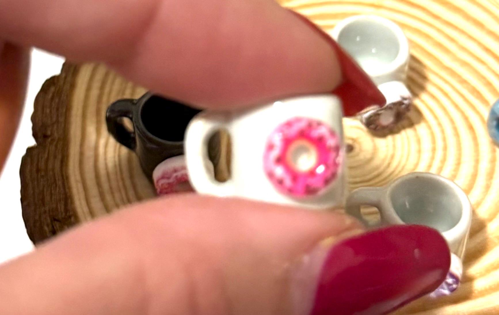 Miniature Donut Themed  Coffee Mugs -1:12 dollhouse scale