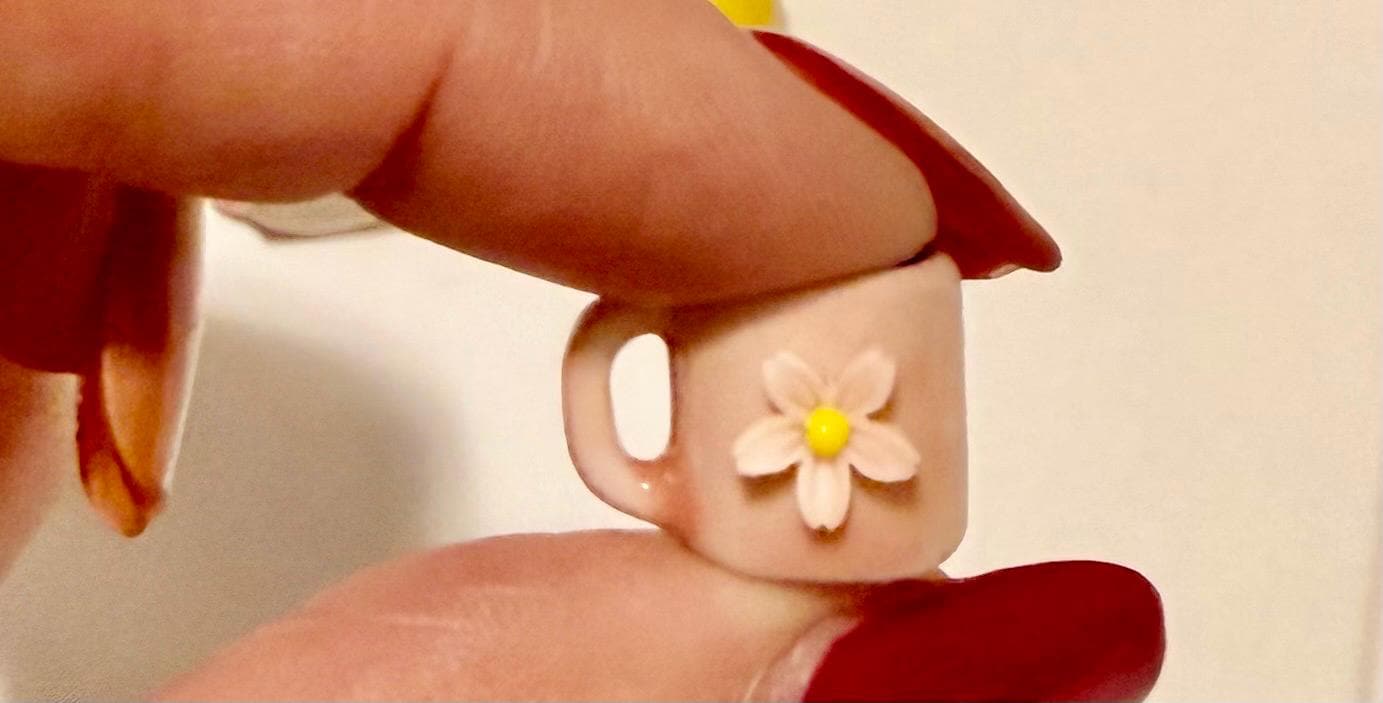 miniature ceramic  flower coffee mugs- in various color choices