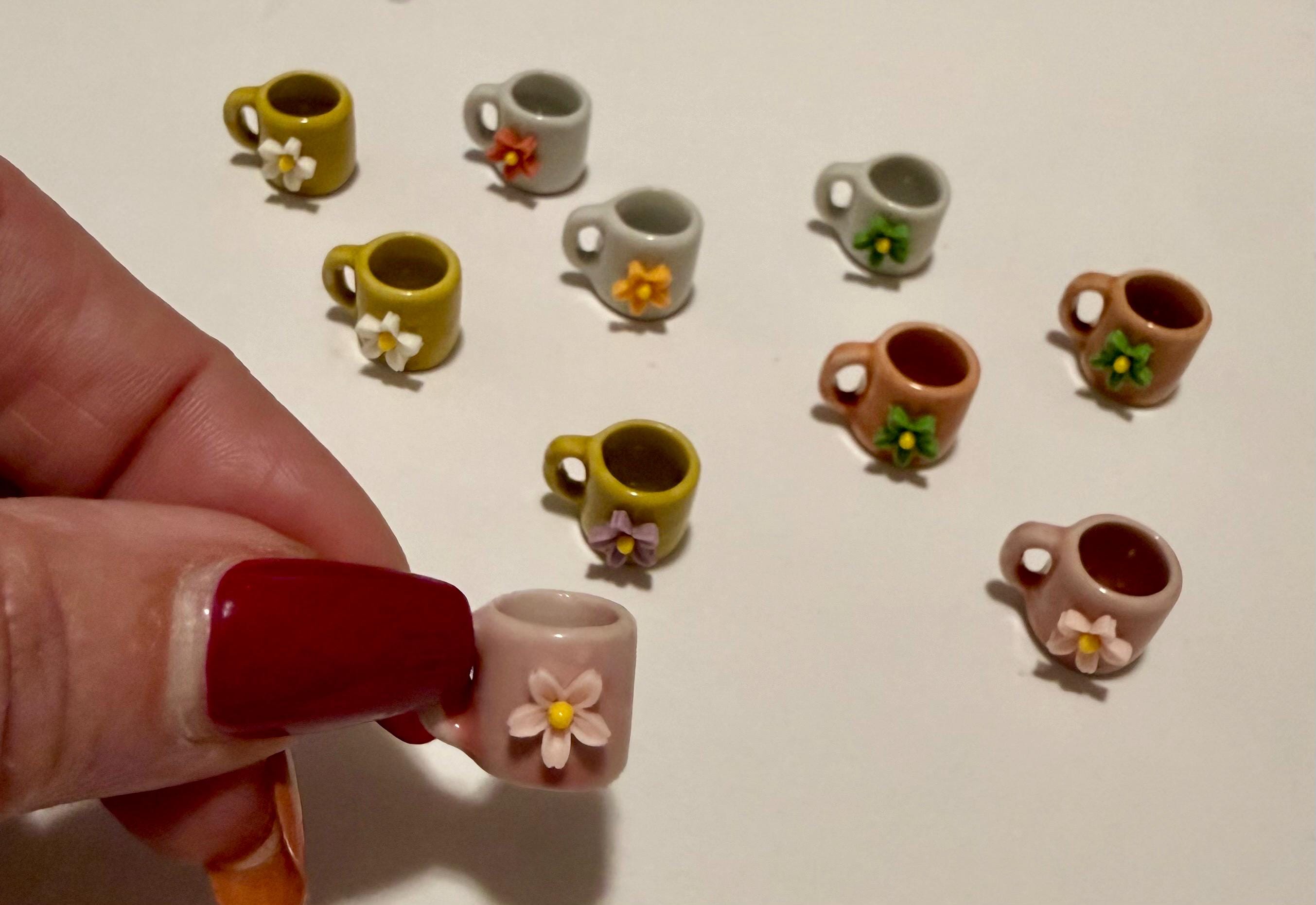 miniature ceramic  flower coffee mugs- in various color choices