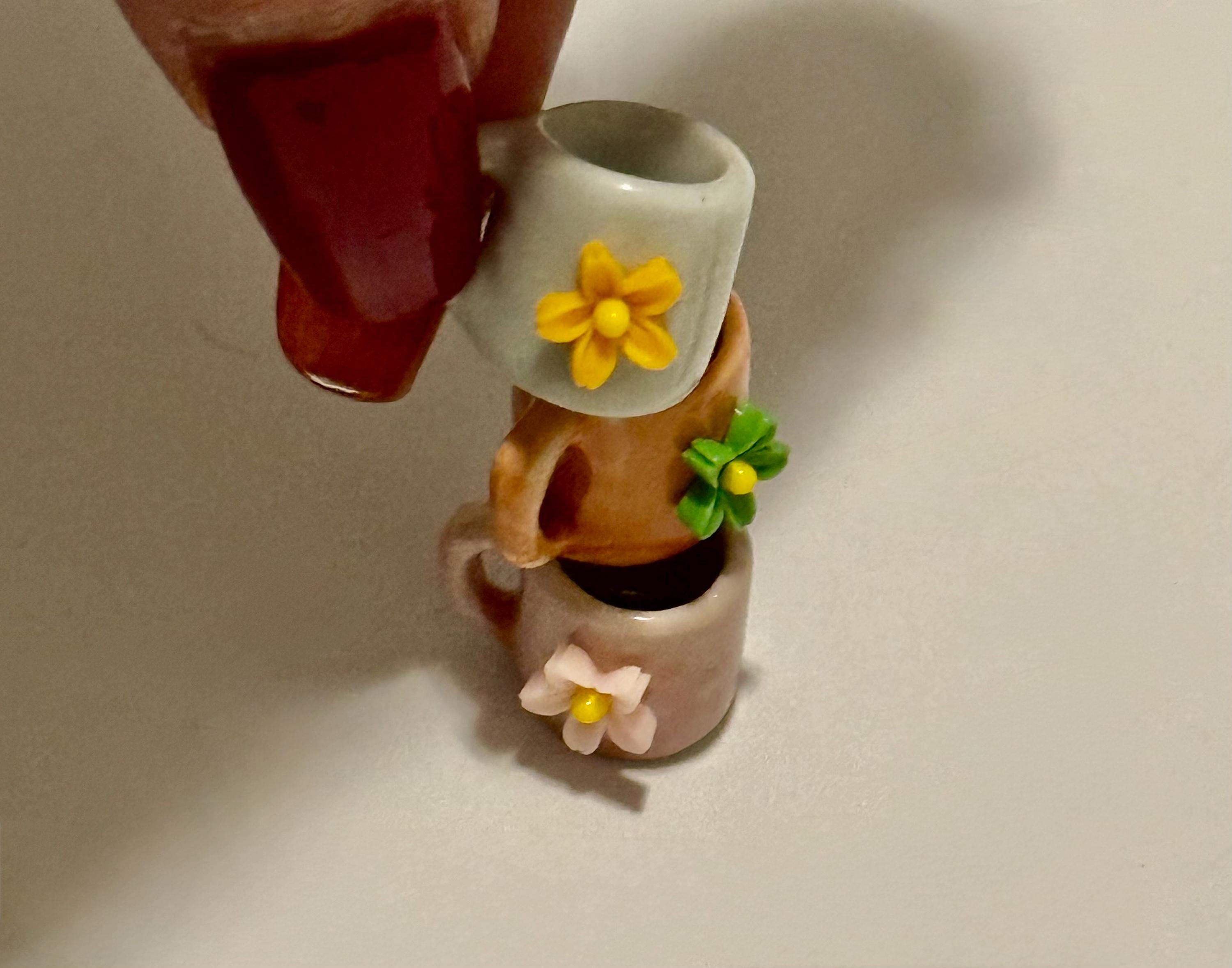 miniature ceramic  flower coffee mugs- in various color choices