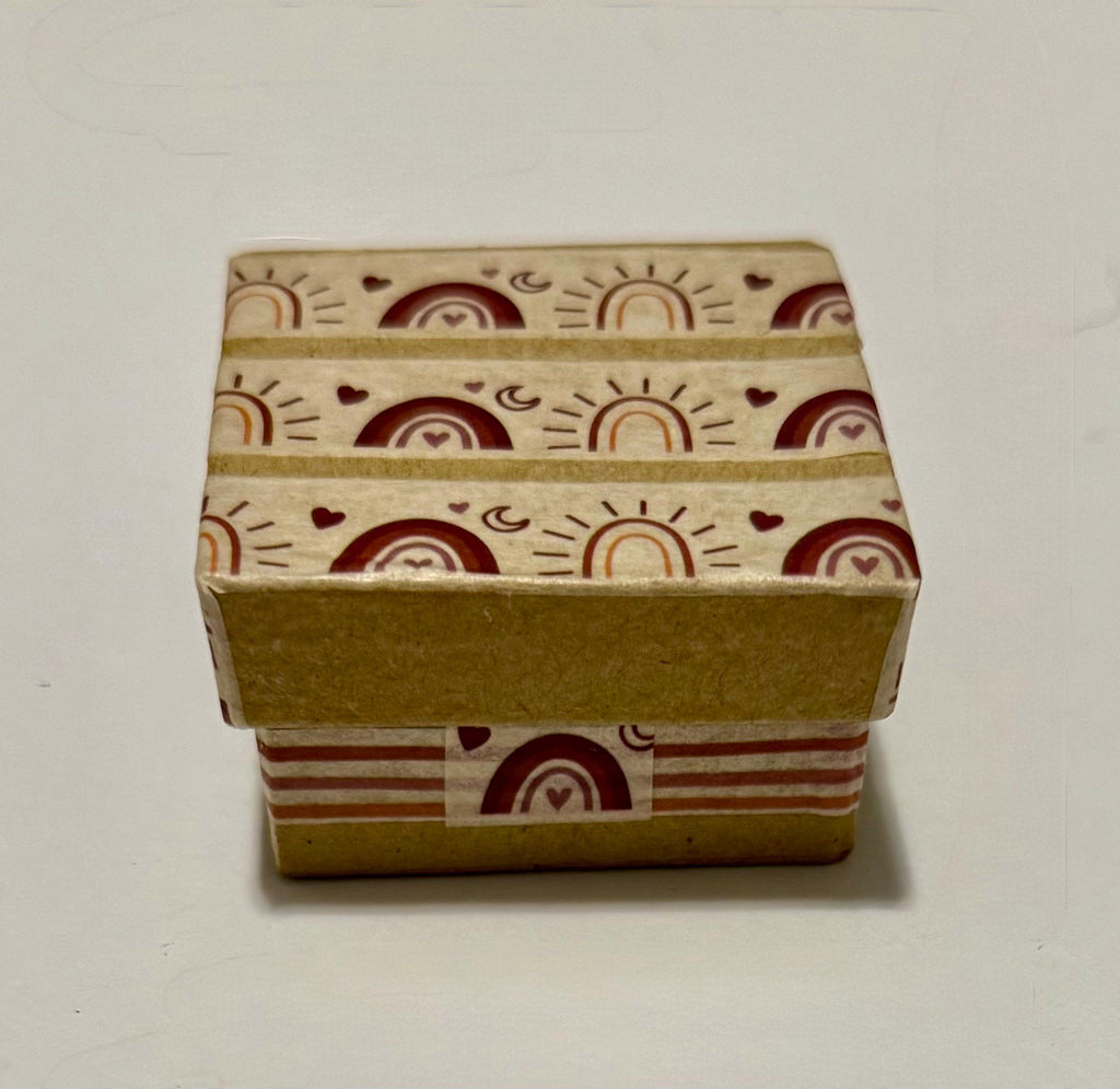 miniature bohemian designed paper mache gift box with miniature