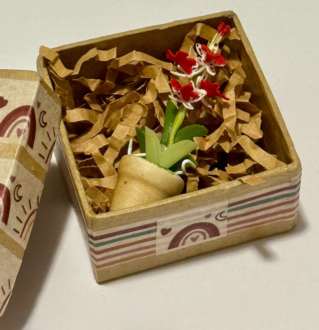 miniature bohemian designed paper mache gift box with miniature