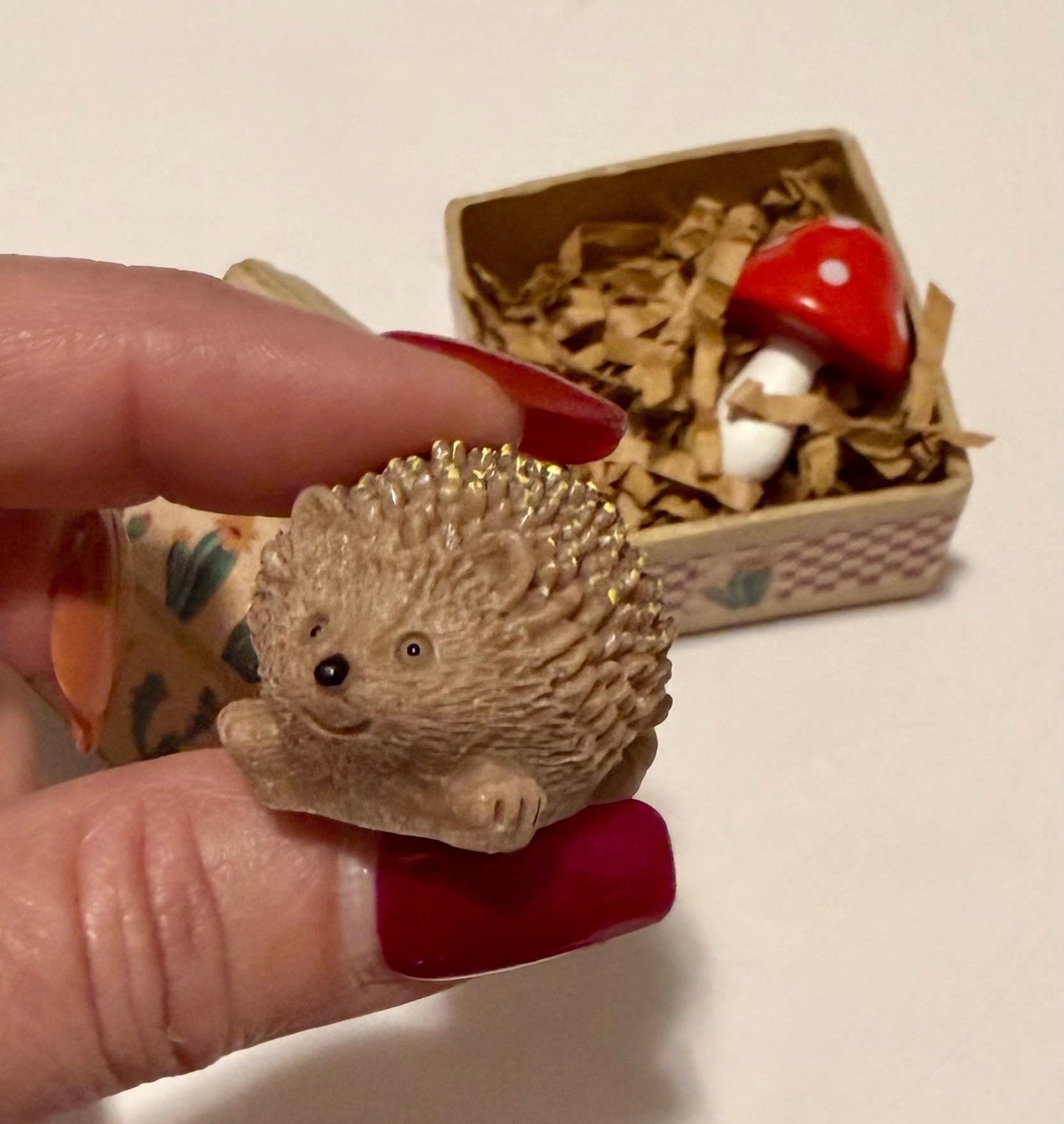 miniature cactus designed paper mache gift box with hedgehog