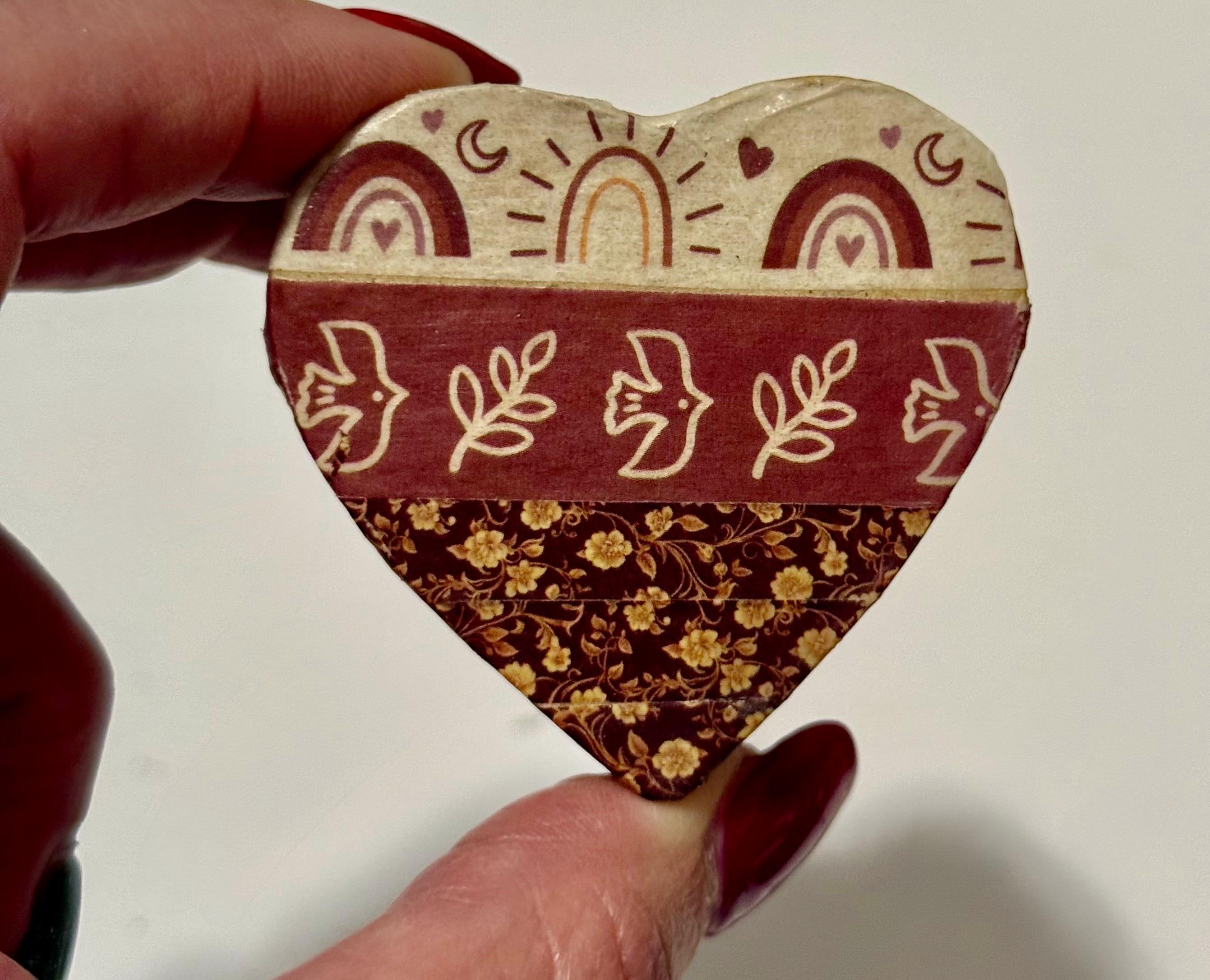 miniature heart shaped bohemian designed gift box with mini hedgehog