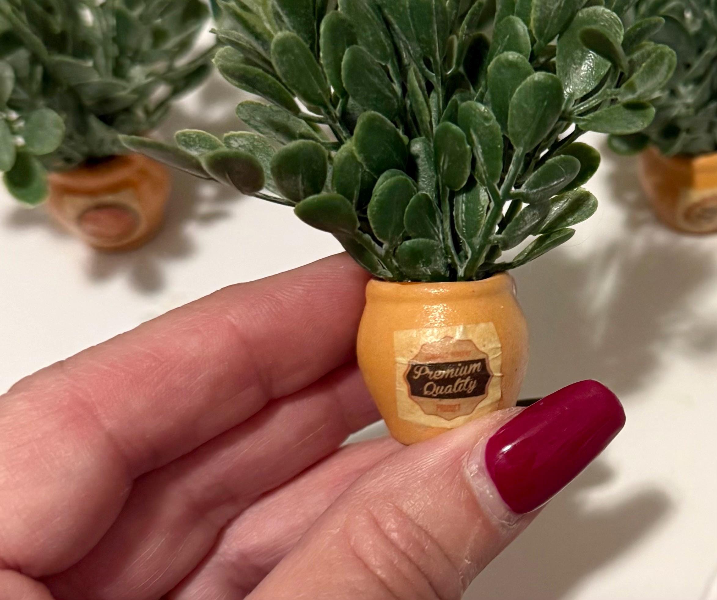 Miniature ceramic clay potted plants with a vintage design