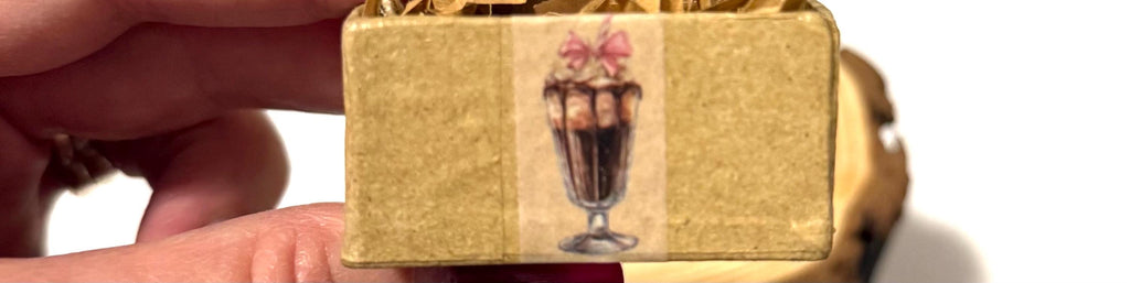 Miniature Coffee drinks and Pastries Paper Mache gift box: With  miniatures