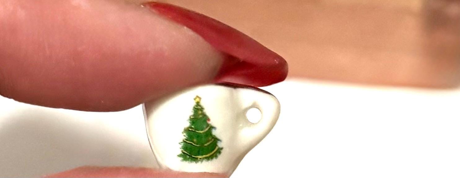 Miniature Christmas Plate and Coffee Cup Set