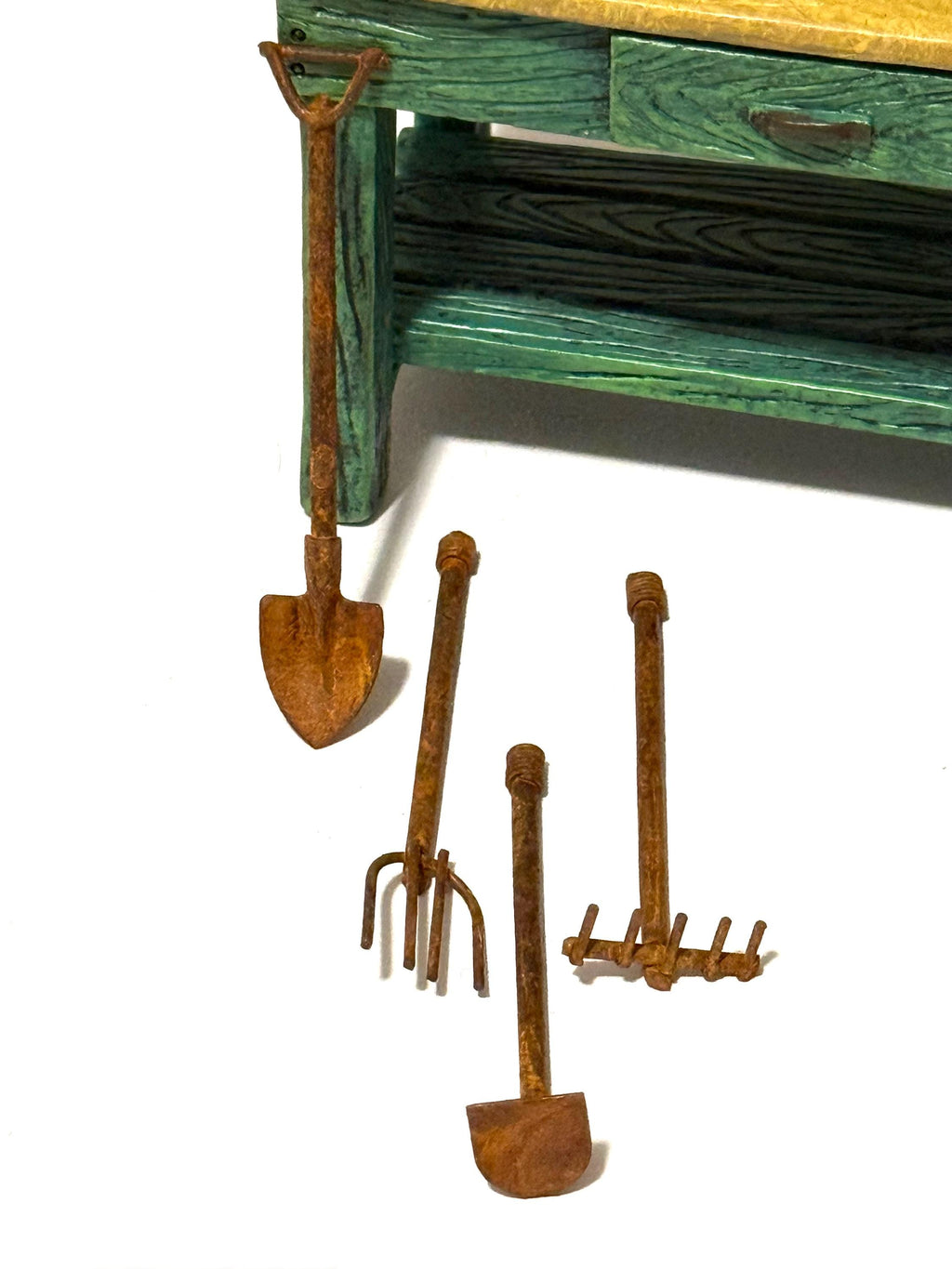 Miniature fairy garden/dollhouse rustic rusty garden tools-set of 4