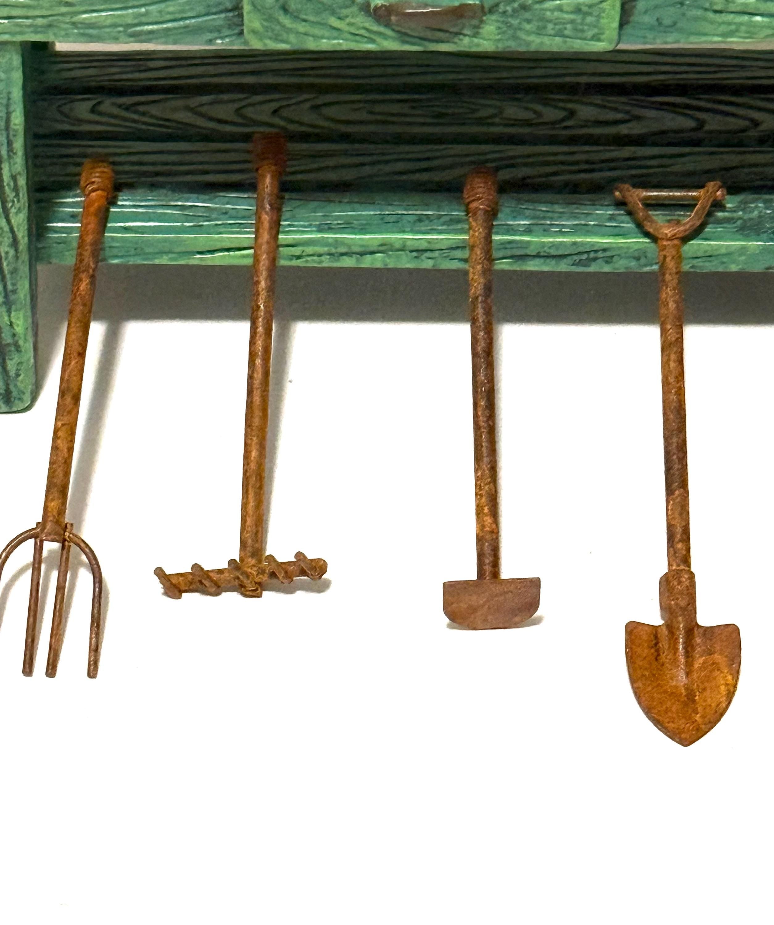 Miniature fairy garden/dollhouse rustic rusty garden tools-set of 4