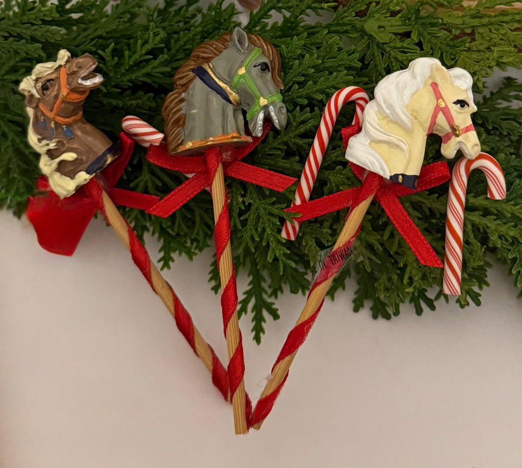 Miniature Vintage Toy Stick Horses-Christmas