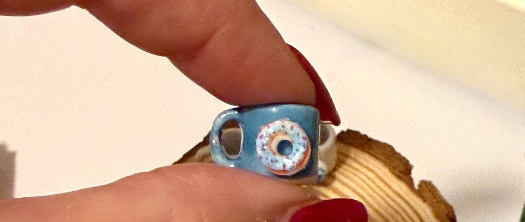 Miniature Donut Themed  Coffee Mugs -1:12 dollhouse scale