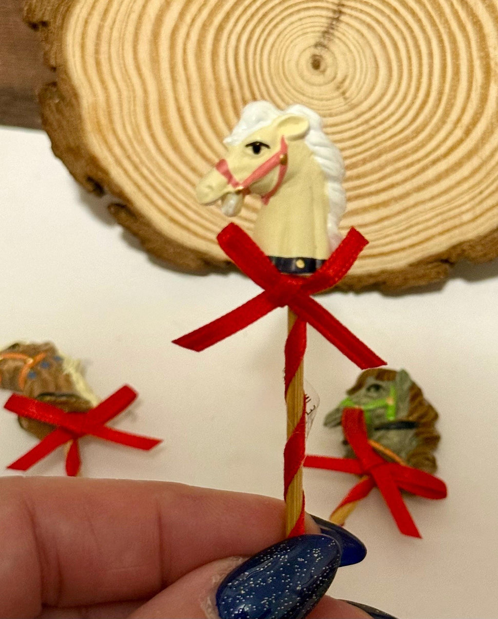 Miniature Vintage Toy Stick Horses-Christmas