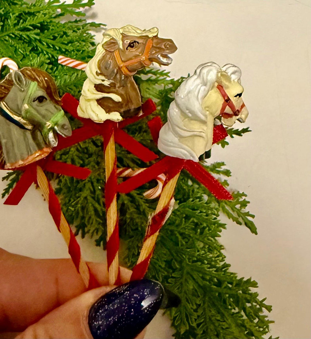 Miniature Vintage Toy Stick Horses-Christmas
