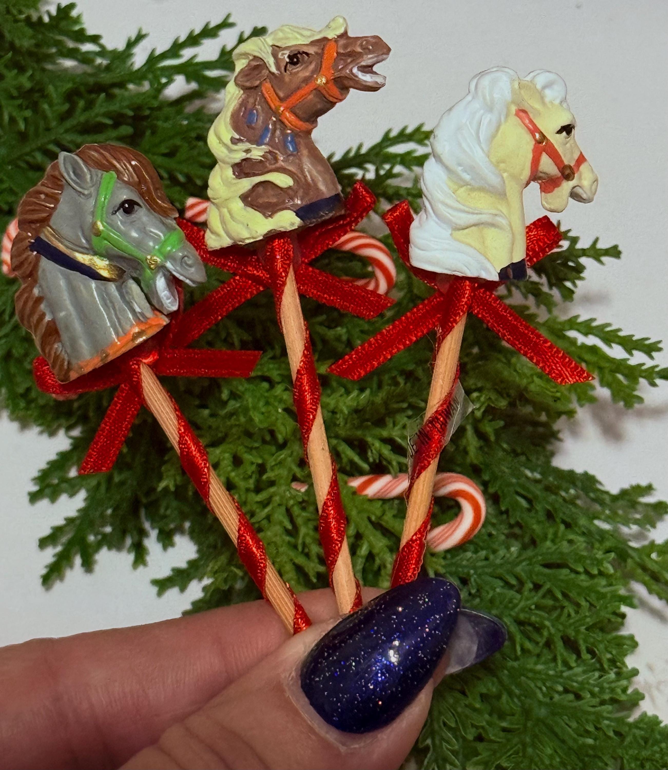 Miniature Vintage Toy Stick Horses-Christmas