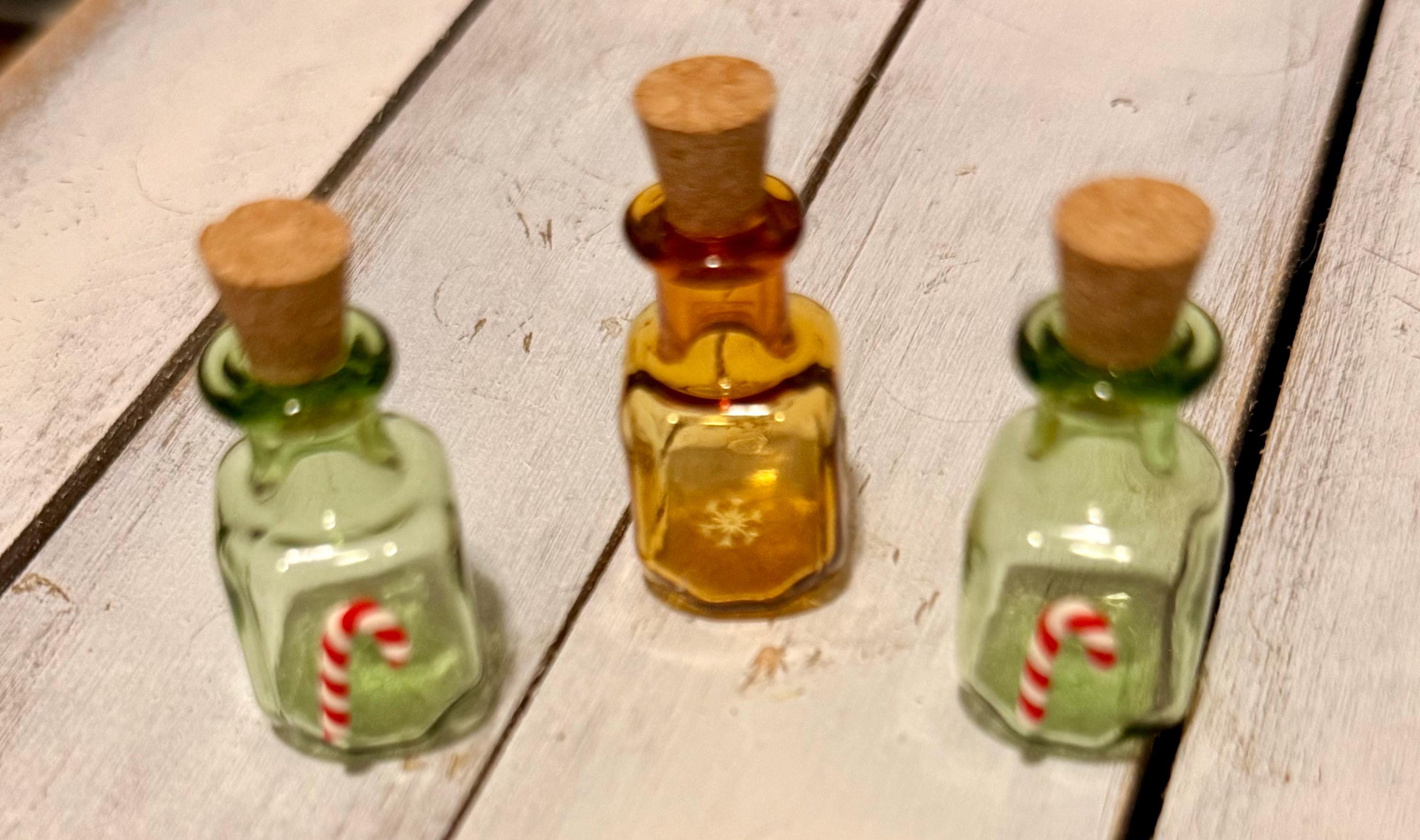 Miniature vintage glass Christmas Jar with Candy Cane or snowflakes