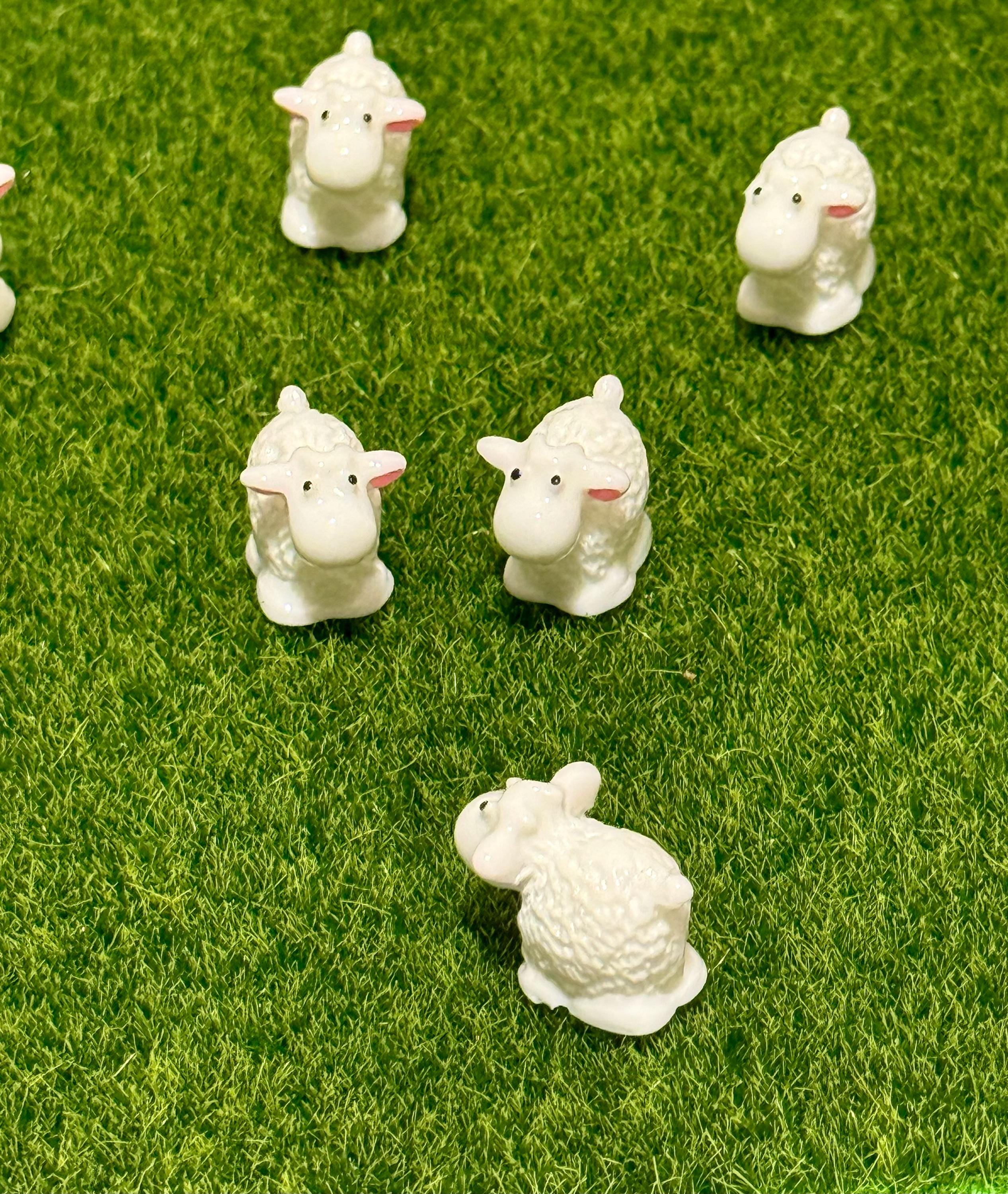 Mini Resin Sheep Figurines:  Set of 3