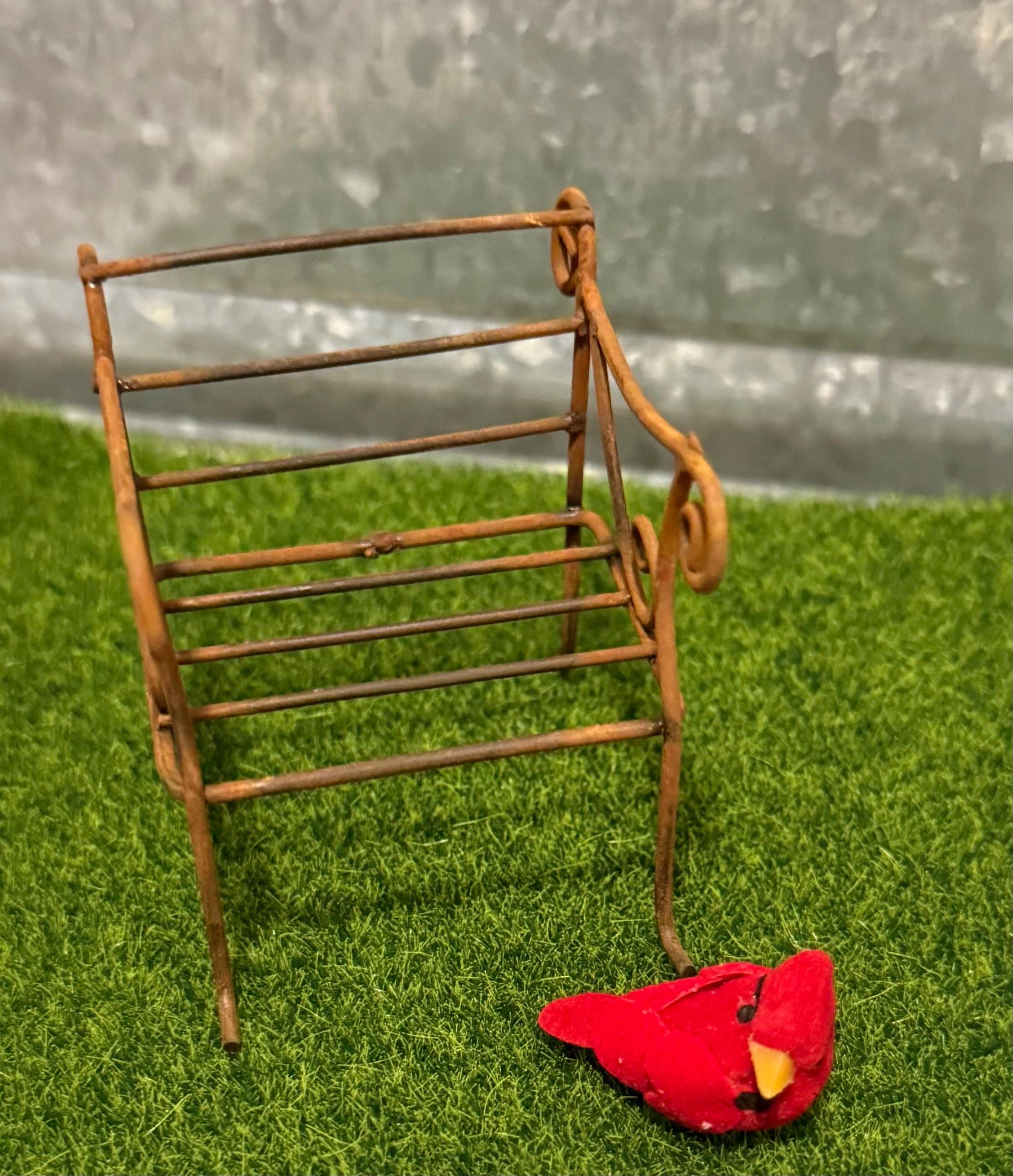 Miniature rustic outdoor metal chair-1:12 scale
