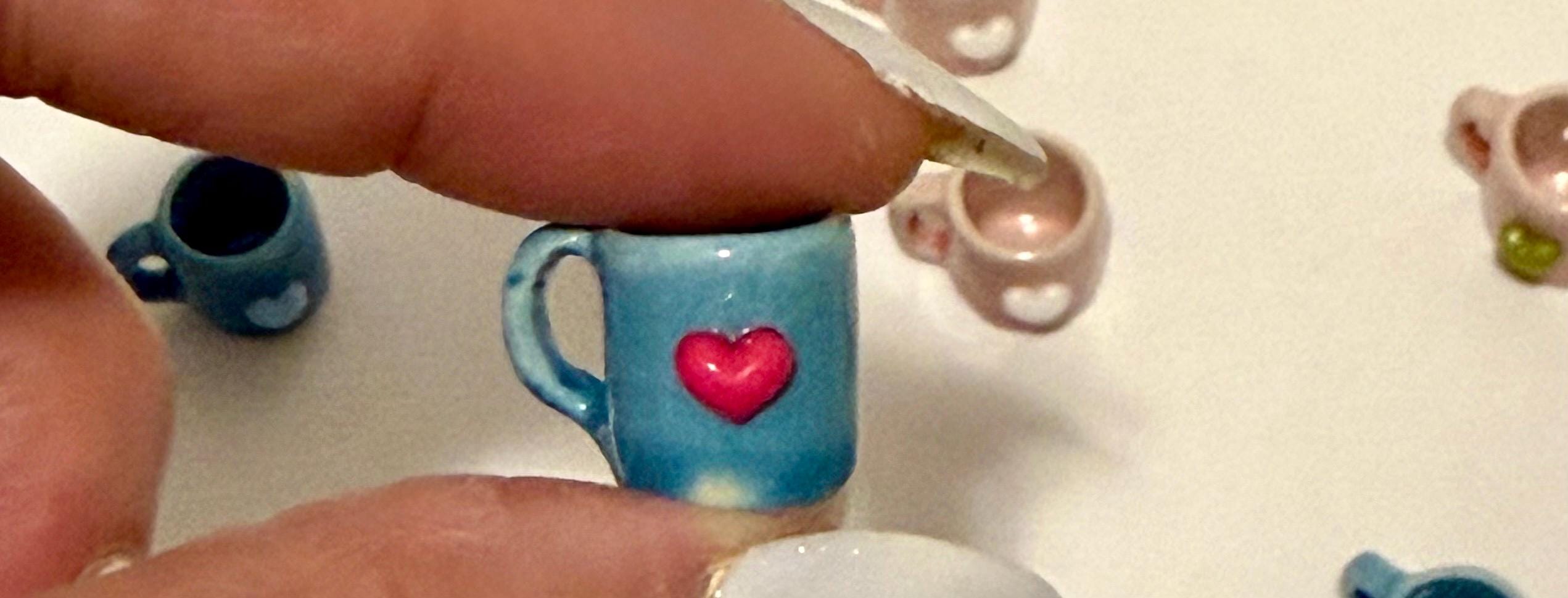 miniature heart coffee mugs