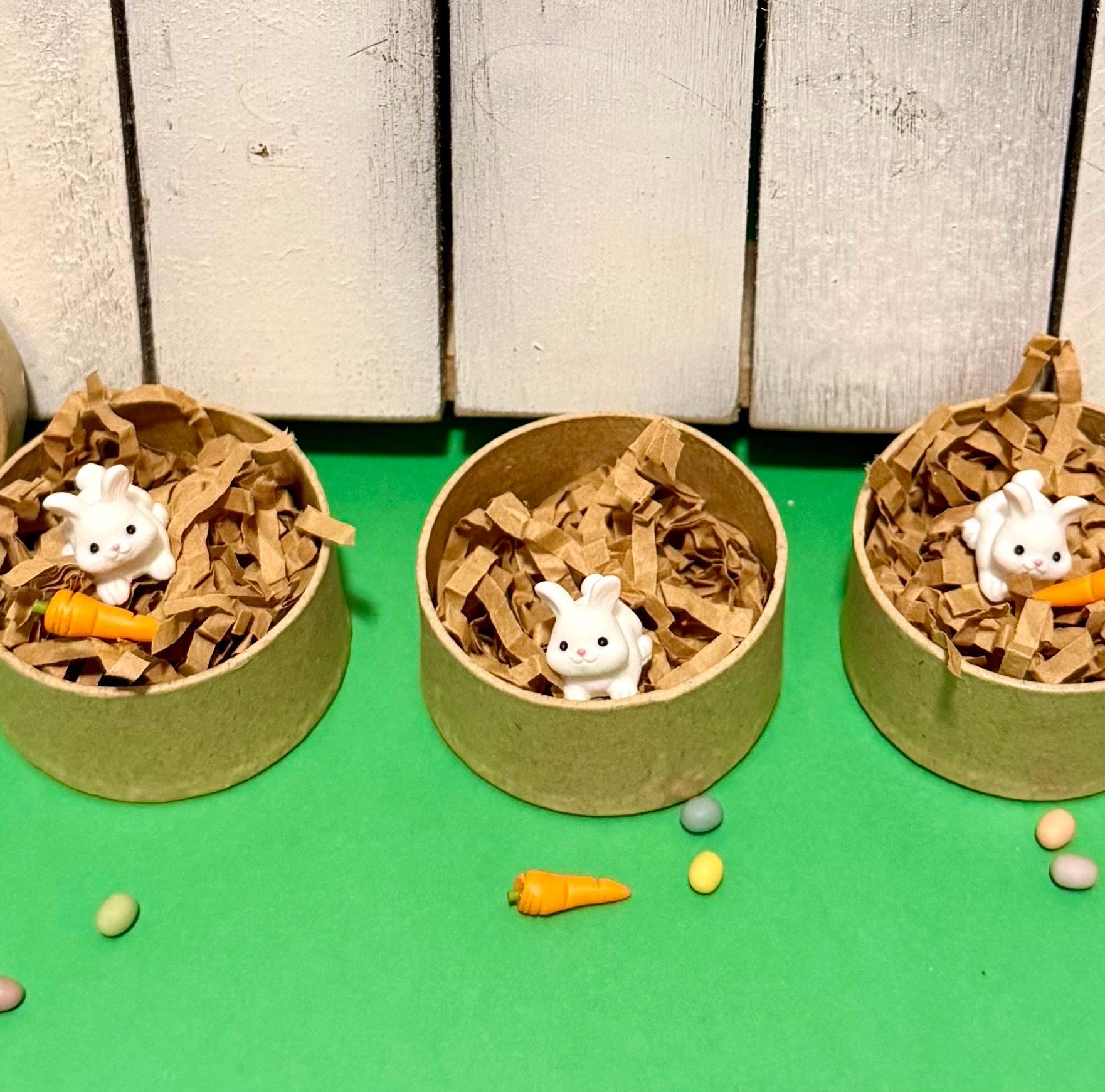 Miniature Paper Mache Easter Gift Box with miniatures