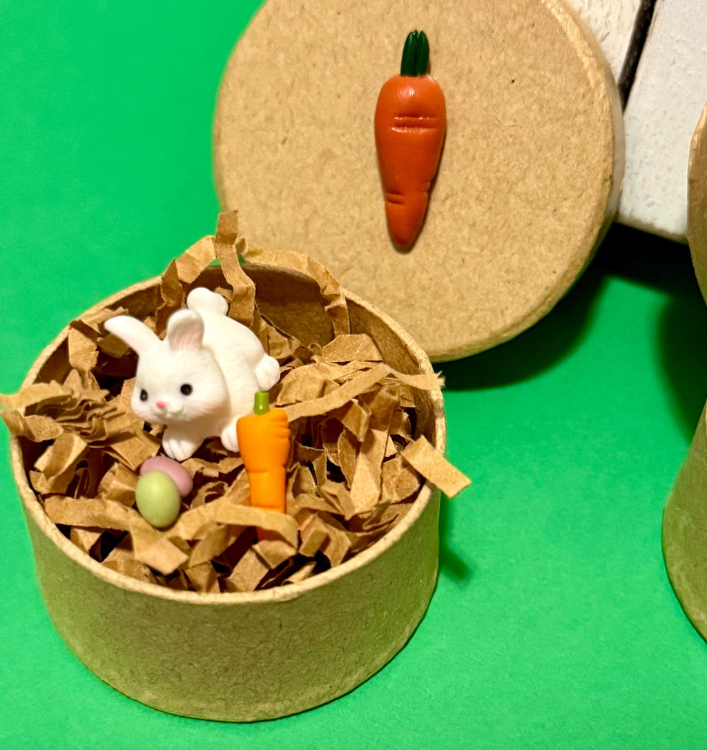 Miniature Paper Mache Easter Gift Box with miniatures