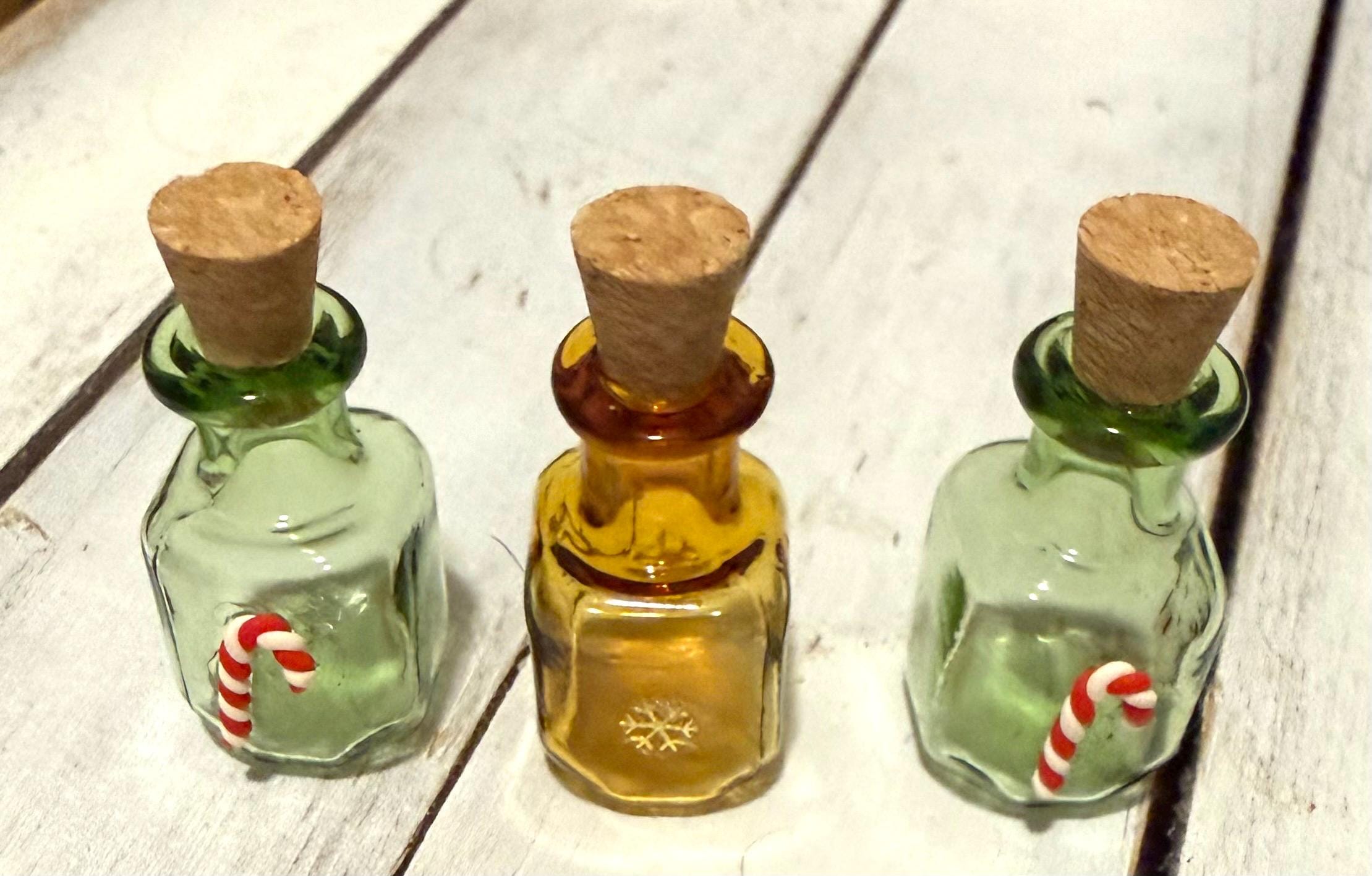 Miniature vintage glass Christmas Jar with Candy Cane or snowflakes