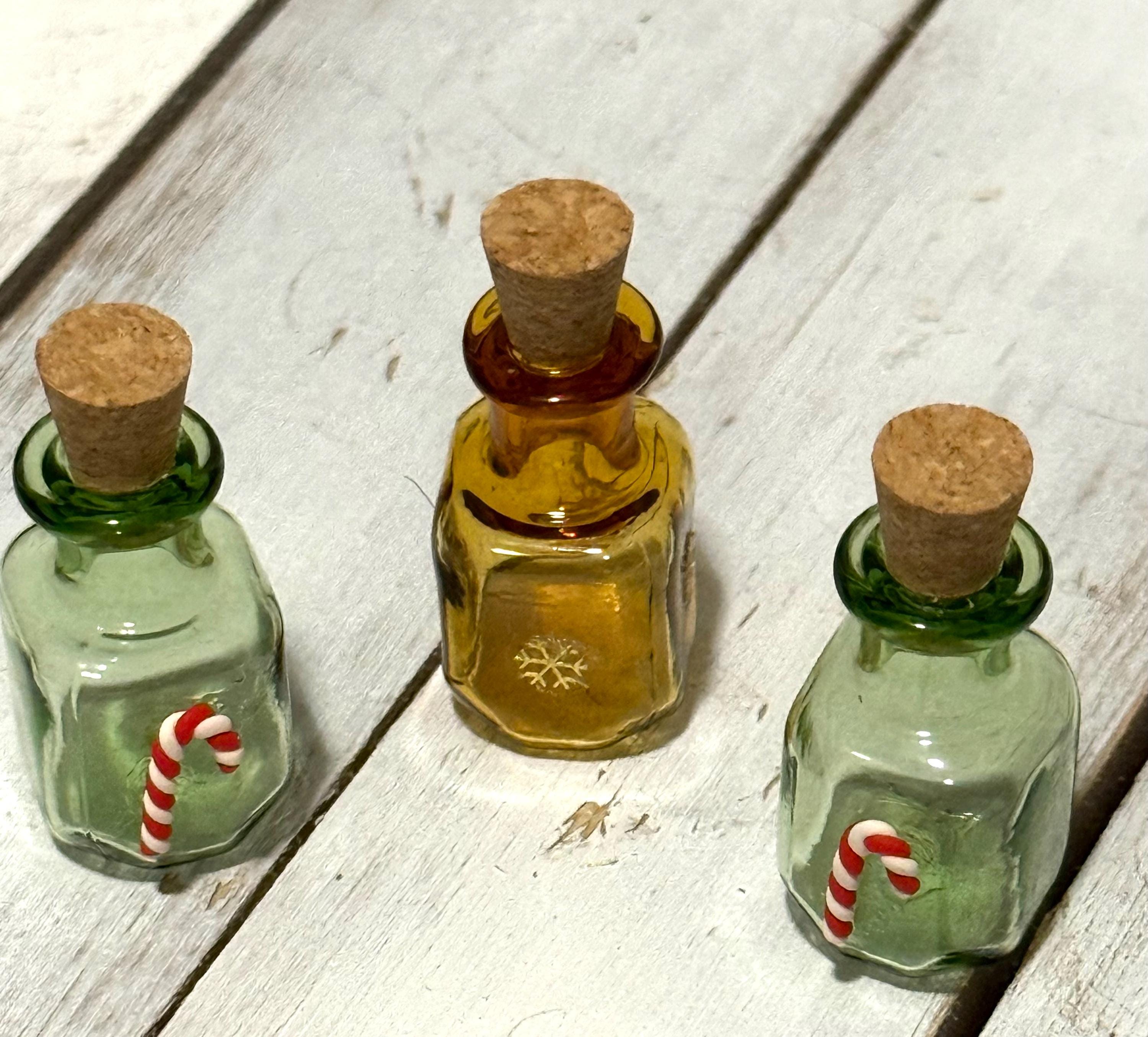 Miniature vintage glass Christmas Jar with Candy Cane or snowflakes